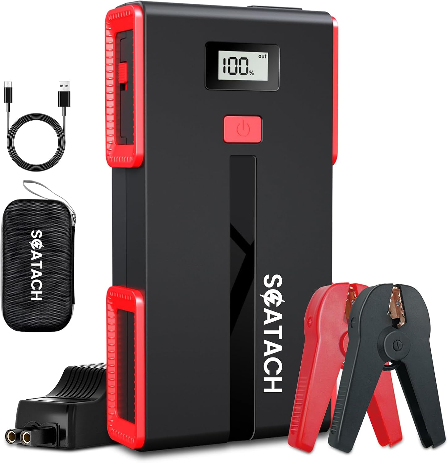 Scatach 006 Car Jump Starter 1500A, 12V Jump Starter Battery Pack (Up to 7.0L Gasoline and 5.5L Diesel Engine), Battery Booster Pack with Display, LED Light and Jumper Cable