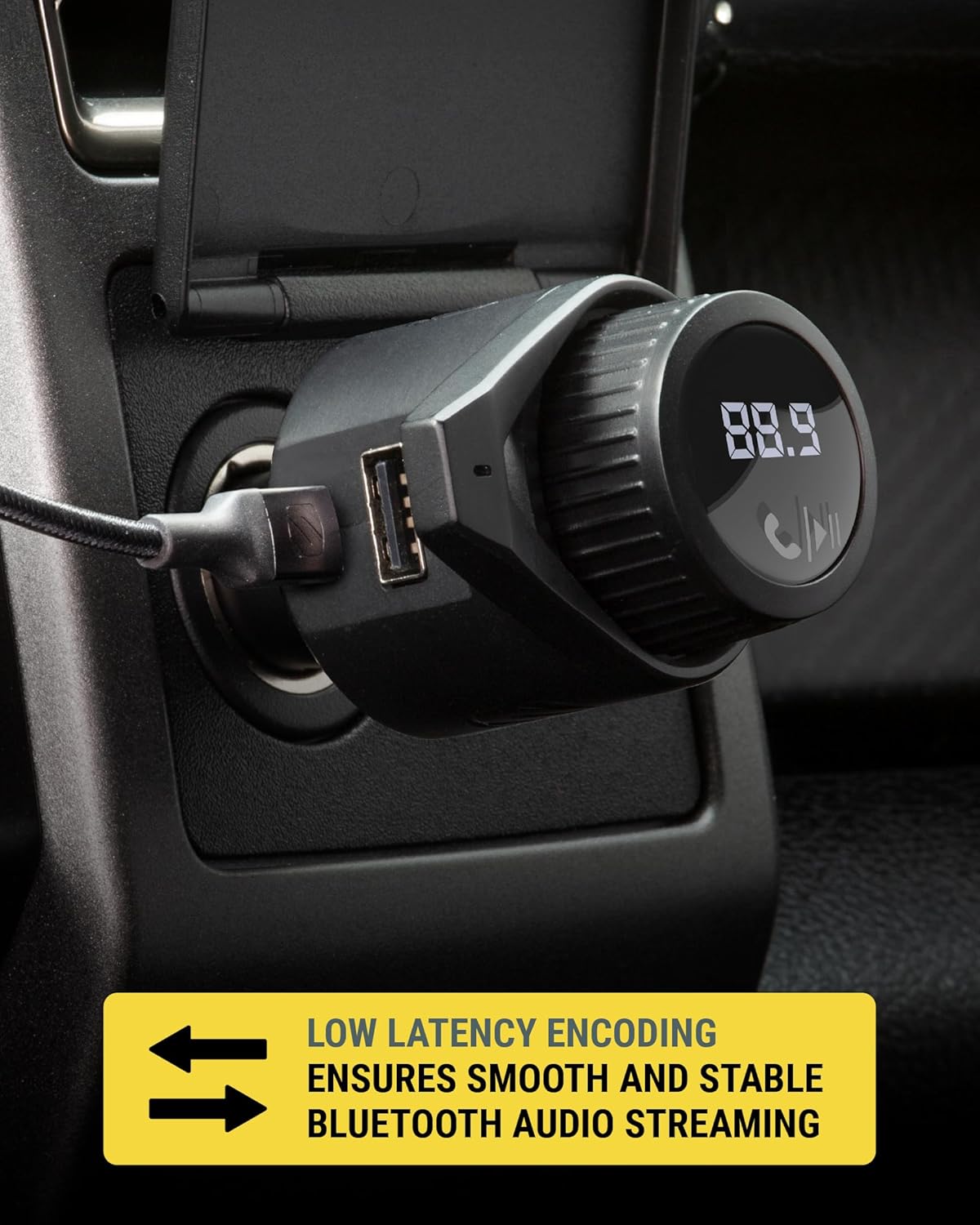 Scosche BTTRFM-RP Portable Wireless Audio Adapter, FM Radio Transmitter and Bluetooth Transmitter/Receiver for Car/Home Stereo, Travel, Airplane, TV, Headphones, up to 7 Hour Battery Life