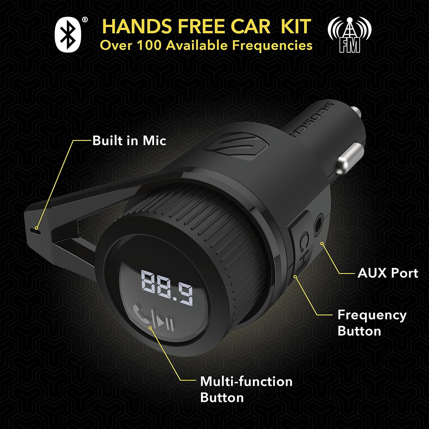 Scosche BTTRFM-RP Portable Wireless Audio Adapter, FM Radio Transmitter and Bluetooth Transmitter/Receiver for Car/Home Stereo, Travel, Airplane, TV, Headphones, up to 7 Hour Battery Life