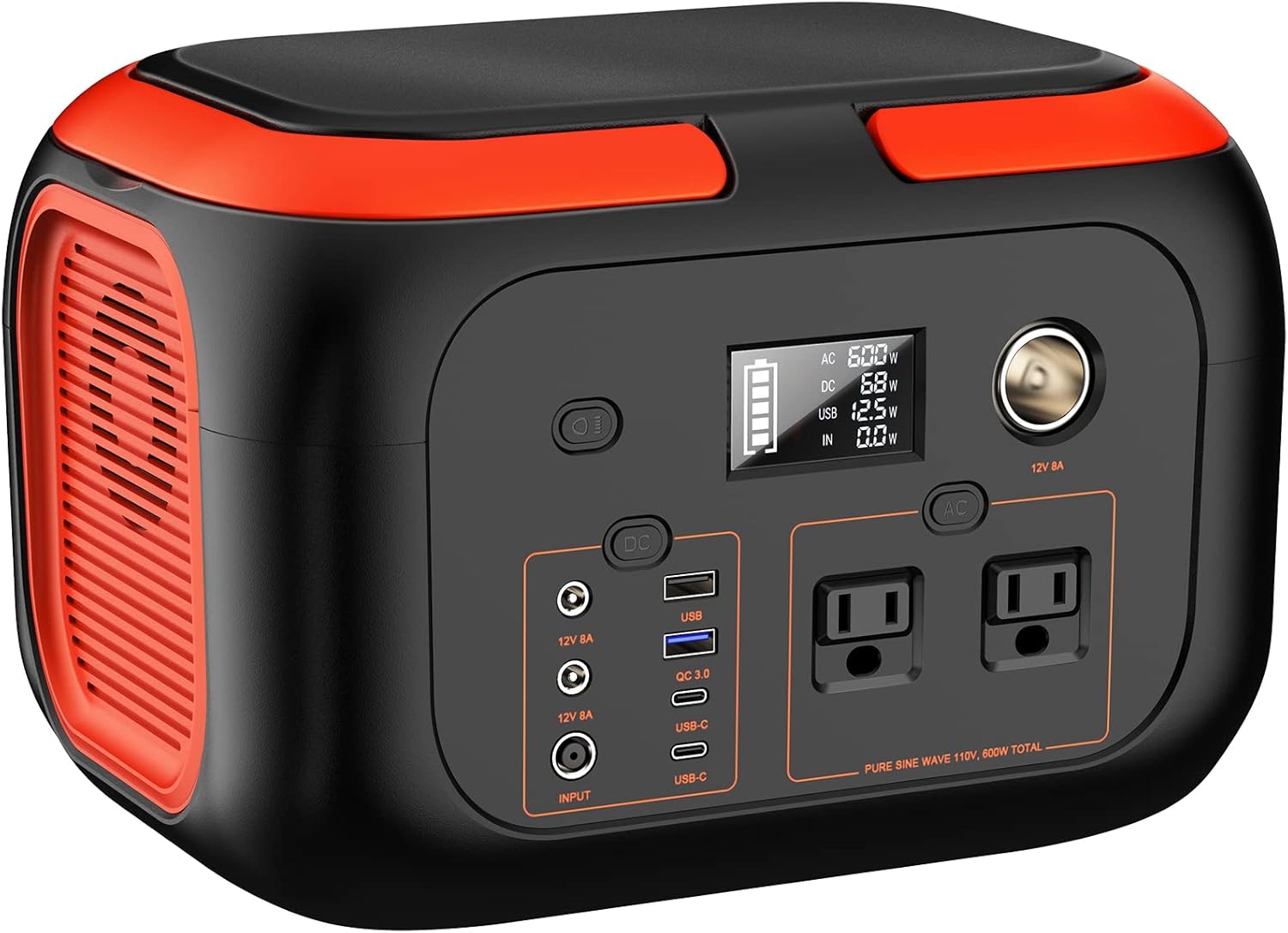 SinKeu Portable Power Station 600W, 296Wh/80000mAh Backup Lithium Battery Pack Bank, 110V Pure Sine Wave AC Outlet Solar Generator for Camping Emergency RV Outdoor Hurricane Supplies