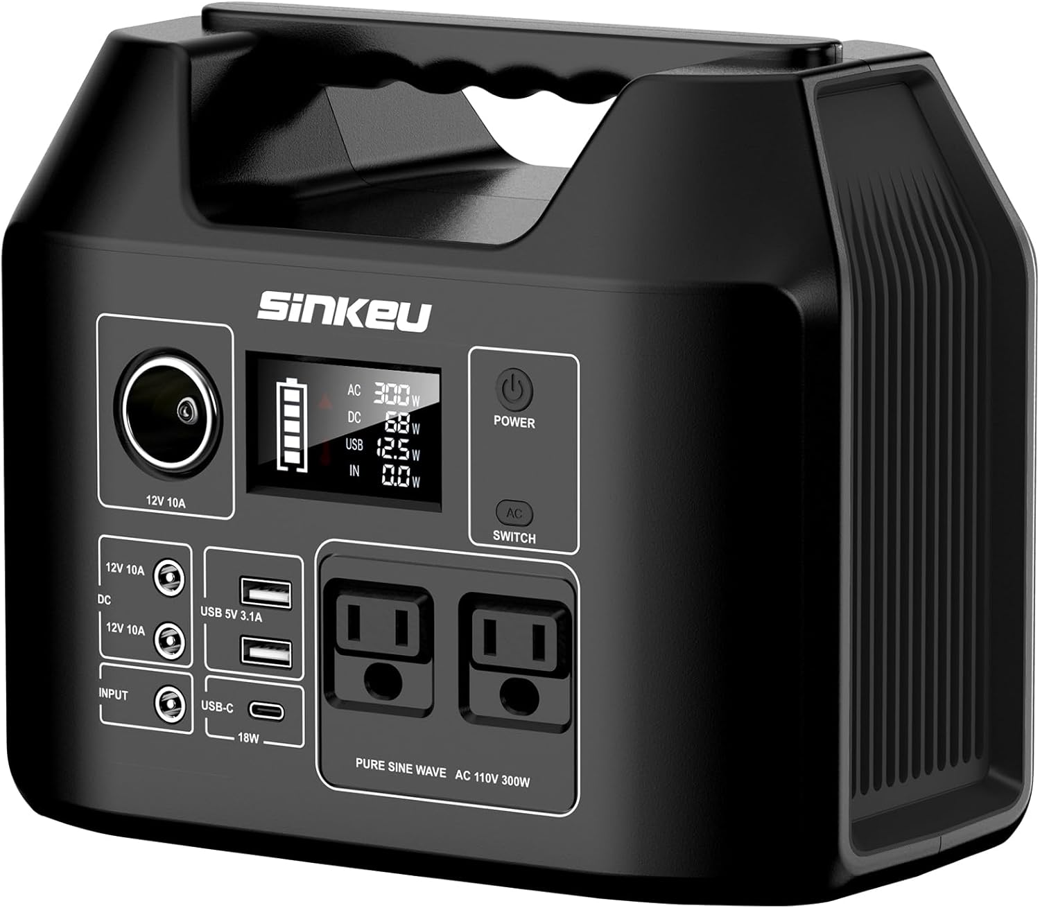 SinKeu Portable Power Station 80000mAh,256Wh LiFePO4 Battery Backup,300W (Peak 600W) AC Outlets, Power Bank for Hurricane Emergency Outdoor Camping RVs Home