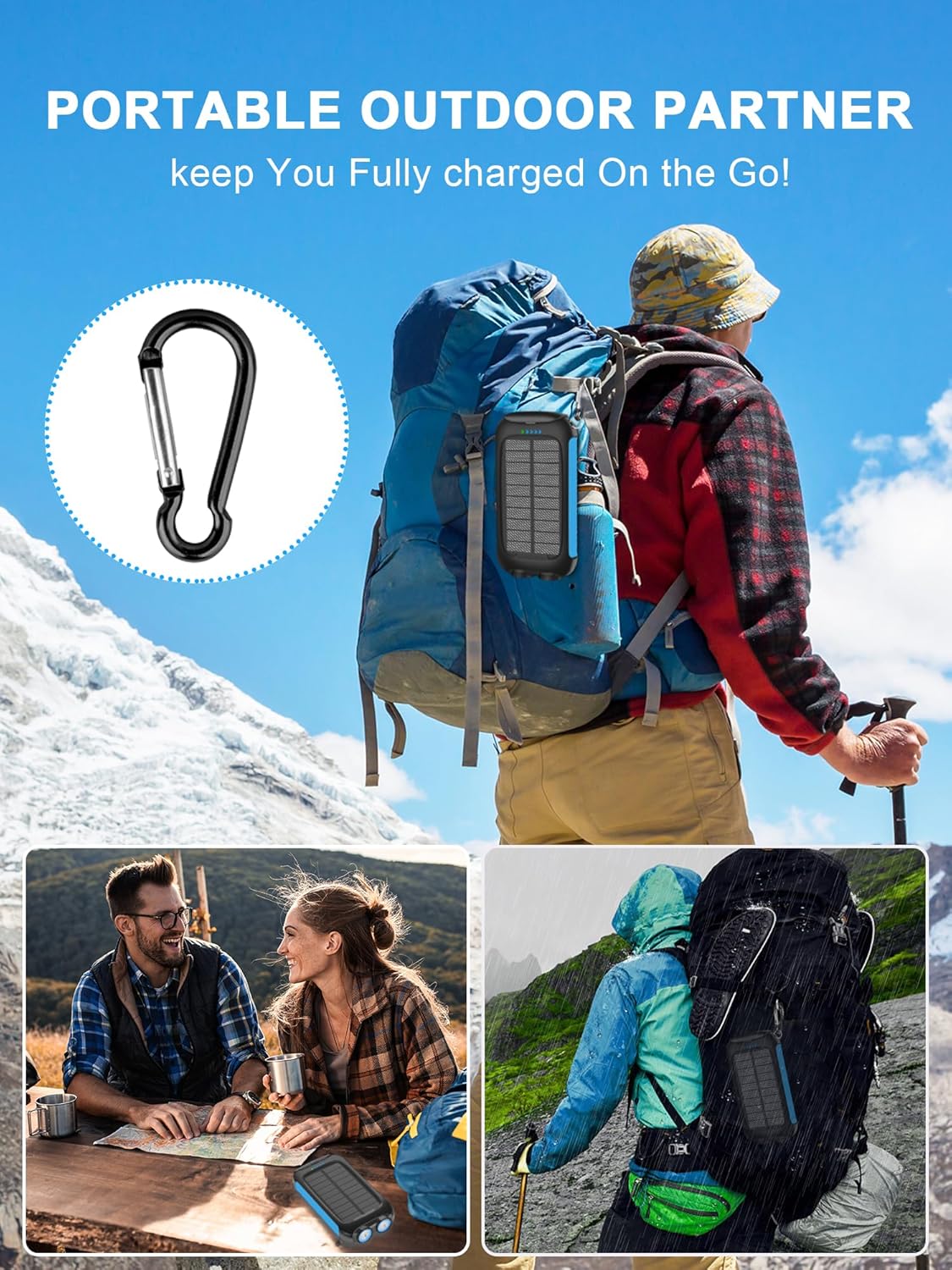 Suscell Solar Power Bank -38800mAh Waterproof Portable Solar Phone Charger with LED Flashlight/Fast Charge USB C External Backup Battery Pack for All Cell Phones  Electronic Devices