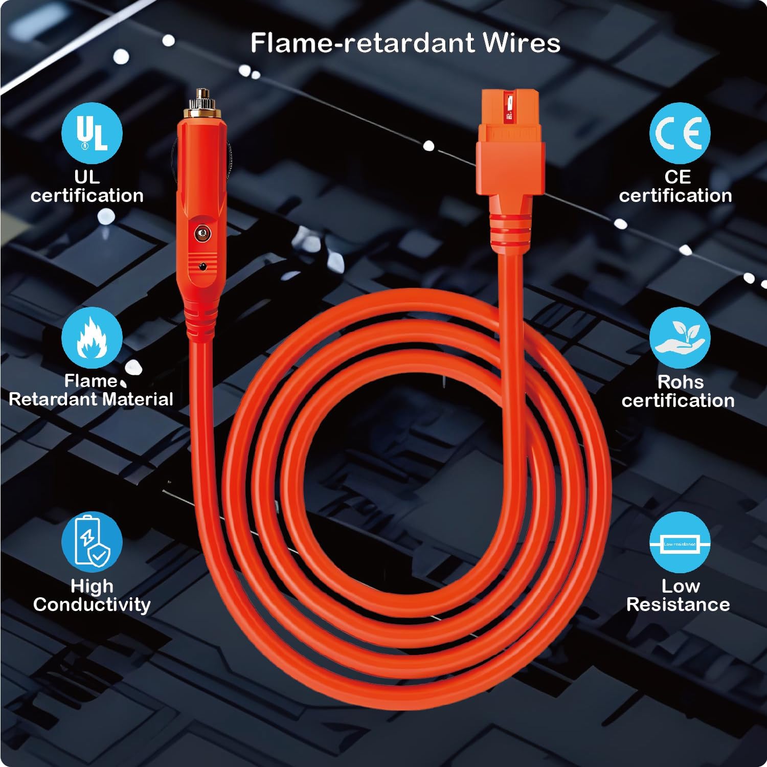 [UL Listed] VOLTKARE 8.2FT 14AWG Car Charging Cable Compatible with Ecoflow Delta/River/River 2 Series,Bluetti EB55, Anker 757/767 Portable Power Stations - Cigarette Lighter to XT60i Connector