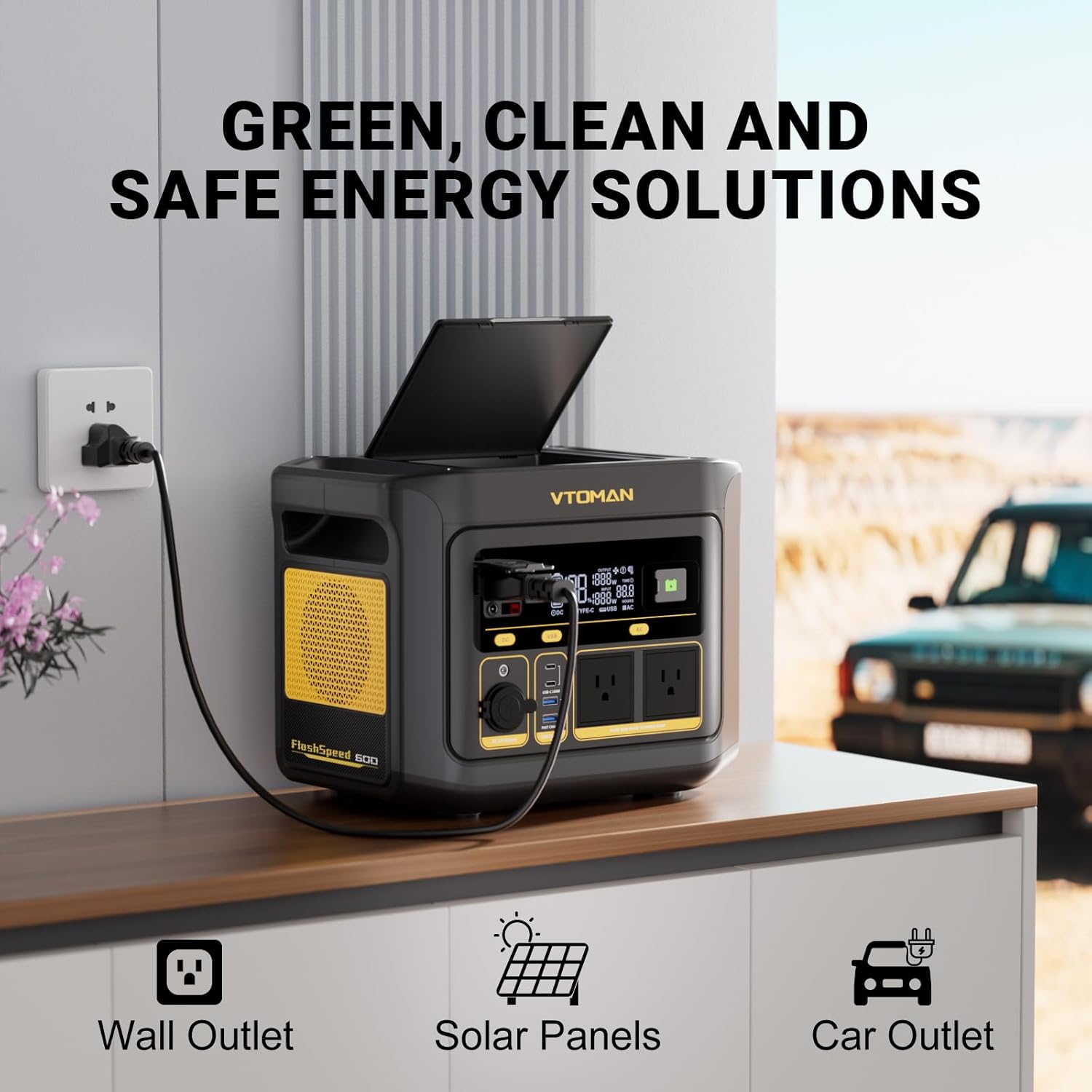 VTOMAN FlashSpeed 1000 Portable Power Station UPS LiFePO4 Battery Generator, 70Min Fully Charged, 1000W(Peak 2000W) Solar Generator, 14 Output Ports for Vehicle Emergency, Road Trip, Outdoor Camping