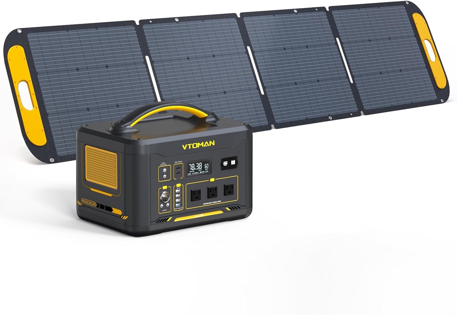 VTOMAN Jump 1500X Portable Power Station 1500W (3000W Peak), 828Wh LiFePO4 (LFP) Battery Powered Generator with Expandable Capacity, 3x Pure Sine Wave 1500W AC Outlets, 2xPD 100W, 3x Regulated 12V DC