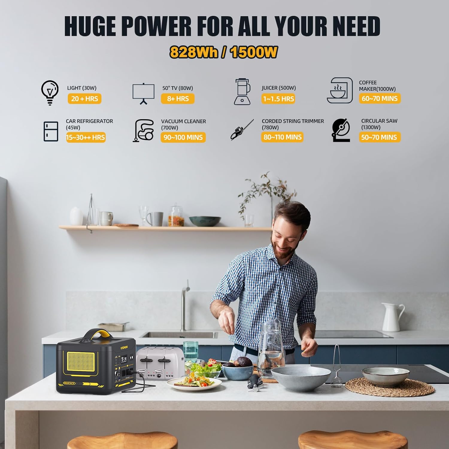 VTOMAN Jump 600X Portable Power Station, LFP Battery Powered Generator with 2x 600W AC Outlets (Surge 1200W), 4x USB ports, 3x DC Output for Outdoor Camping, Vehicle Emergency, Electric Backup
