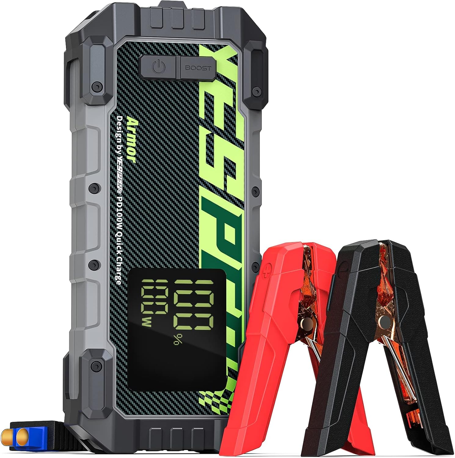 YESPER Jump Starter Portable,1500A Peak Motorcycle Jumper Starter, Jump Box for Car Battery, 12V Auto Battery Booster Pack(Up to 6L Gas and 4L Diesel Engine)with Smart Safety Jumper Cable  LED Light
