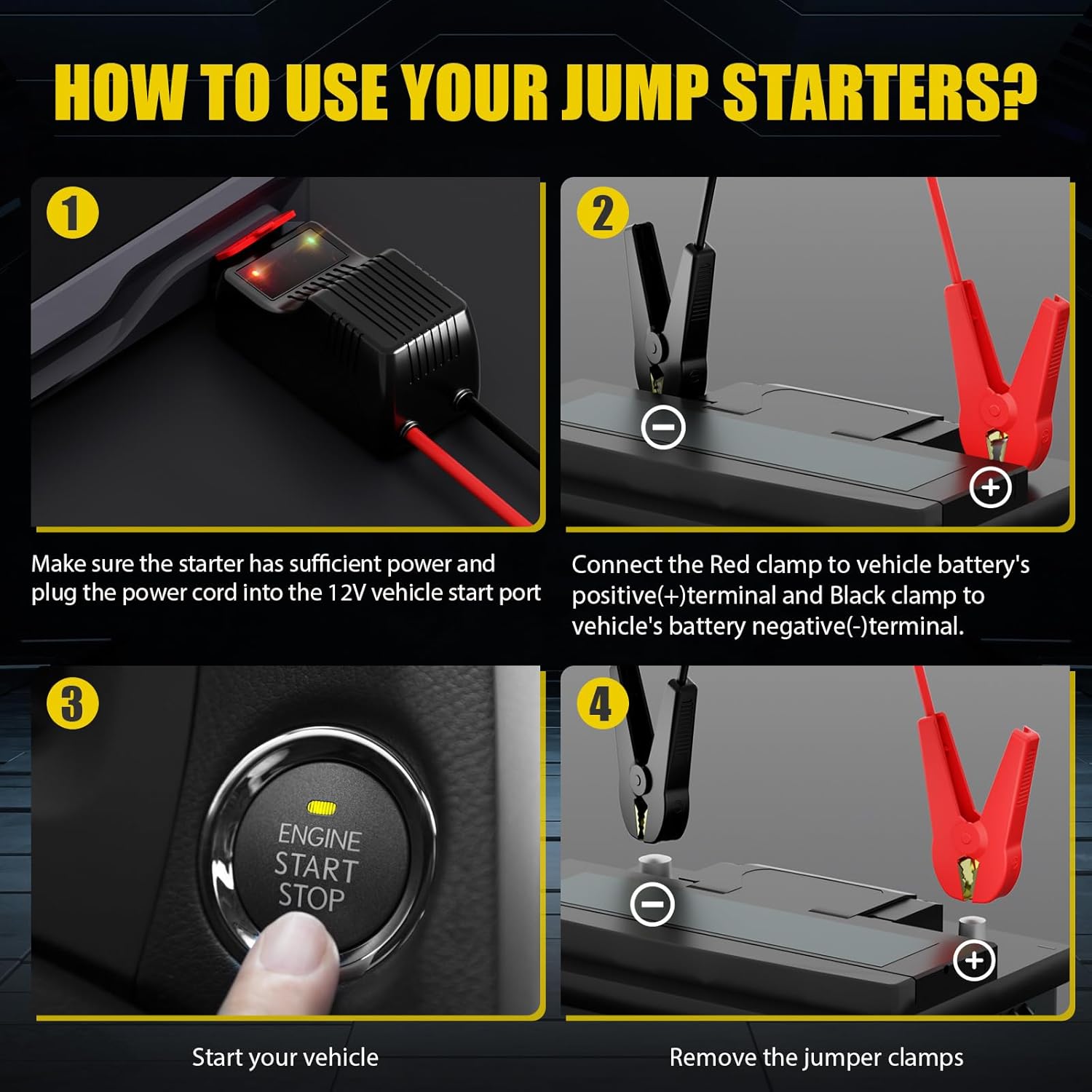 012 Jump Starter Battery Pack, 4000A Peak Car Battery Charger Jump Starter for Up to 10.0L Gas or 8.0L Diesel Engine,12V Car Jumper Starter Portable with Full LCD Screen  LED Light  USB