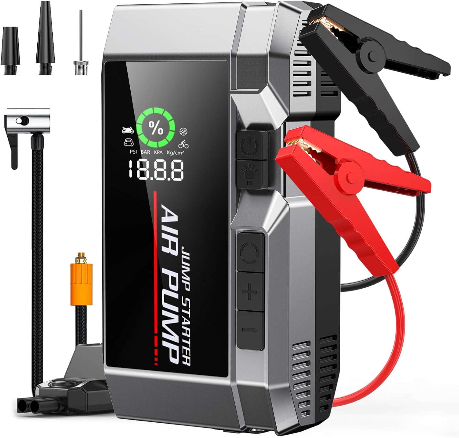 10 in 1 Car Jump Starter with Air Compressor 7000A, 35000mAh Battery Jumper Starter Portable, Jump Starter Battery Pack (All Gas/12.0L Diesel),150PSI Tire Inflator, 70 Starts 12V Auto Booster