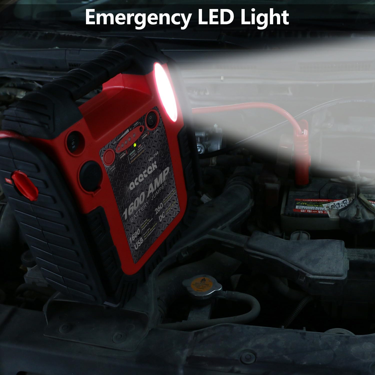 1800 Amp Jump Starter with Air Compressor, acetek Car Battery Jump Starter 260 PSI Tire Inflator, 20000mAh 12V Auto Lead-Acid Battery Booster (Up to 6L Gas or 6L Diesel Engine) with LED Light  USB