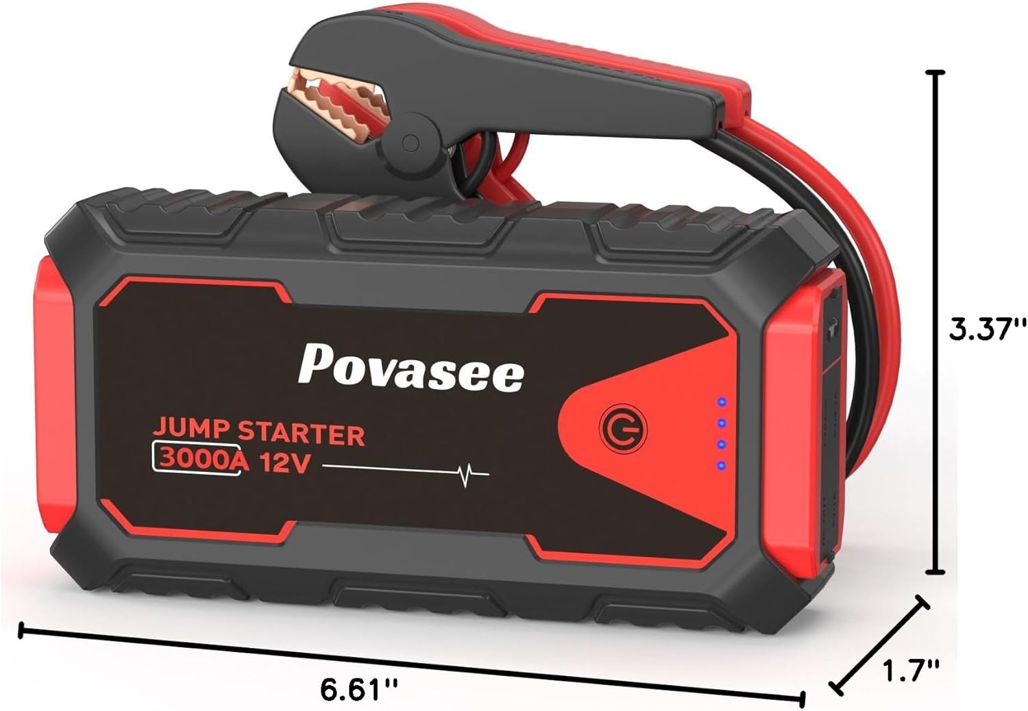 3000A Peak Jump Starter Pack, 12V Jump Box for Car Battery up to 10L Gas or 8L Diesel Engine Battery Jump Starter with Power Bank/Dual Output/LED Light