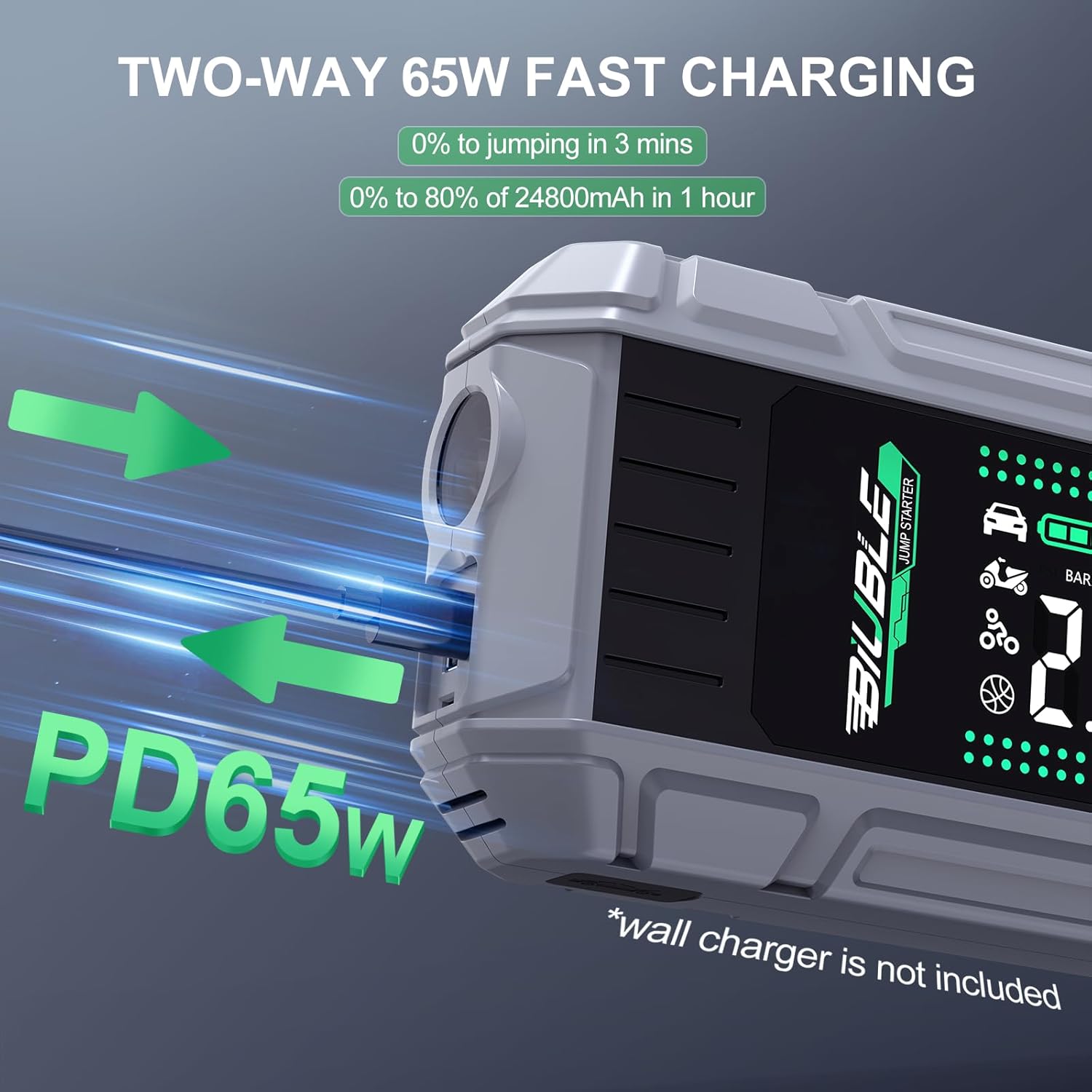 8000A Jump Starter with Air Inflator/Deflator Compressor, 65W Charging Car Battery Jump Starter (All Gas/16L Diesel), 24800mAh 150PSI Battery Jumper Starter Portable, Jump Box Jump Pack with LED Light