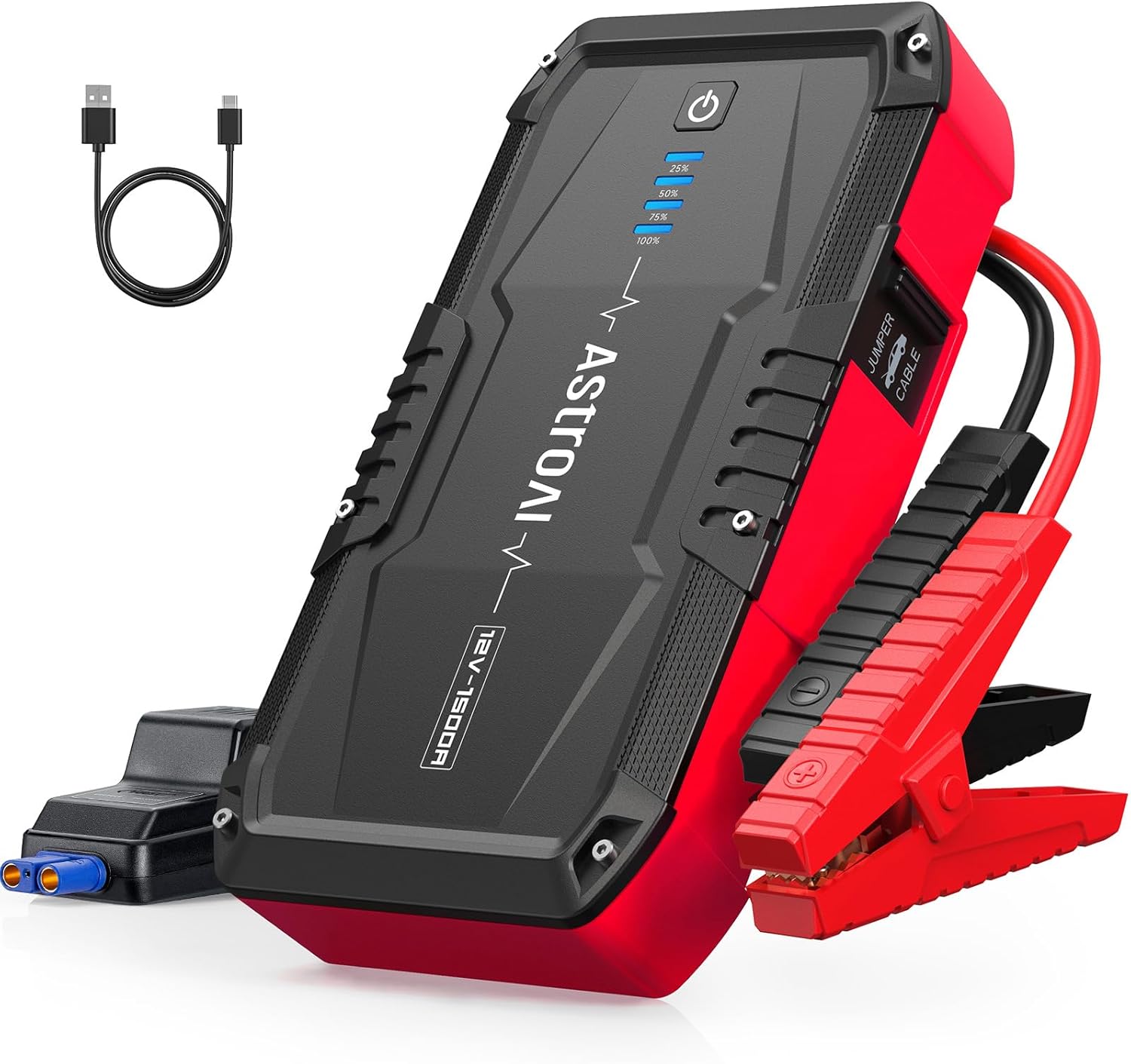 AstroAI S8 Car Battery Jump Starter, 1500A Peak Car Jumper Starter Battery Pack for Up to 6.0L Gas  3.0L Diesel Engines, 12V Portable Jump Box with 3 Modes Flashlight and Jumper Cable (Orange)
