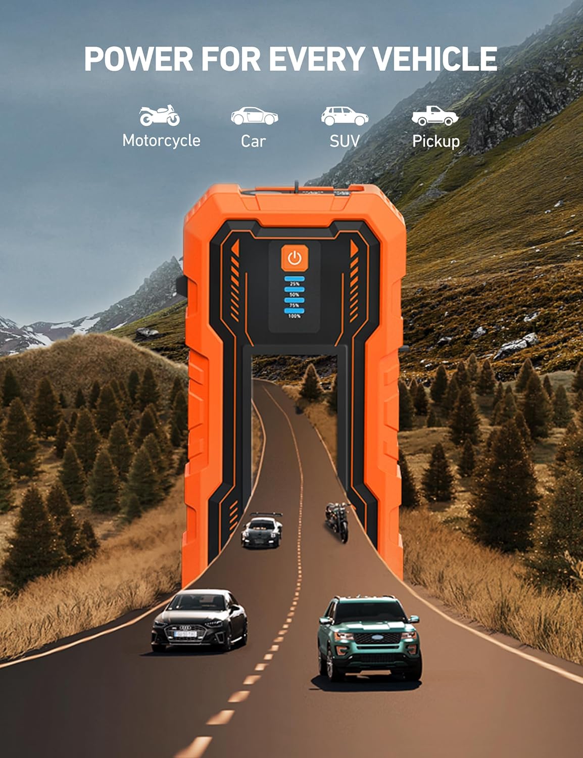 AstroAI S8 Pro Car Battery Jump Starter, 3000A Peak Jump Starter Battery Pack for Up to 9.0L Gas  7.0L Diesel Engines, 12V Portable Jumper Box with 3 Modes Flashlight and Jumper Cables，Orange