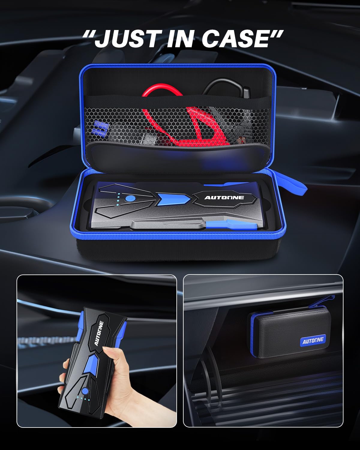AUTOONE 6000A Car Battery Jump Starter Up to All Gas  12L Diesel Engine, Car Battery Jumper Starter Portable 12V Jump Box with USB Output, Storage Case, LED Flashlight
