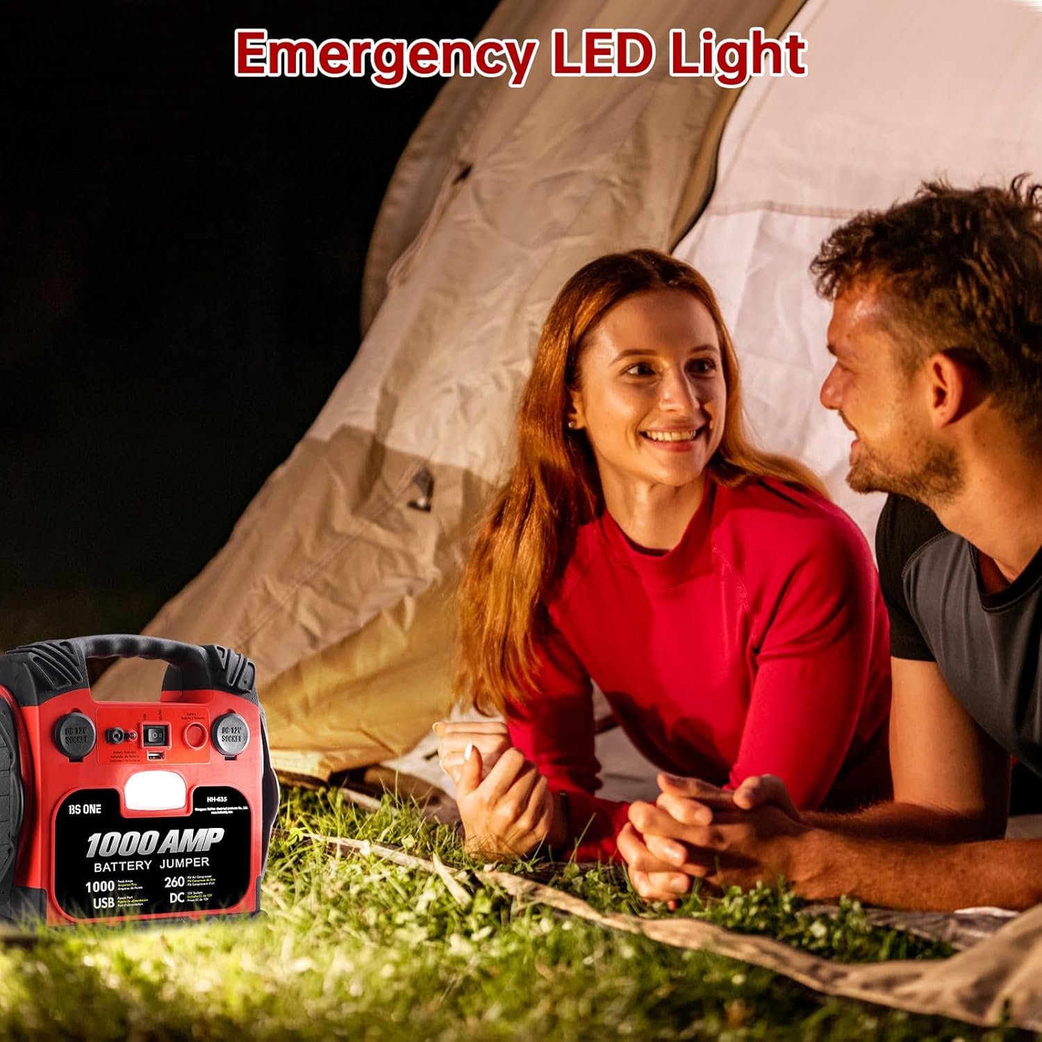 BS ONE 1000 Amp Peak Current Car Jump Stater, 12V Lead Acid Battey Jump Box with 260PSI Air Compressor, Jump Starter Battery Pack with Led Light  USB Output