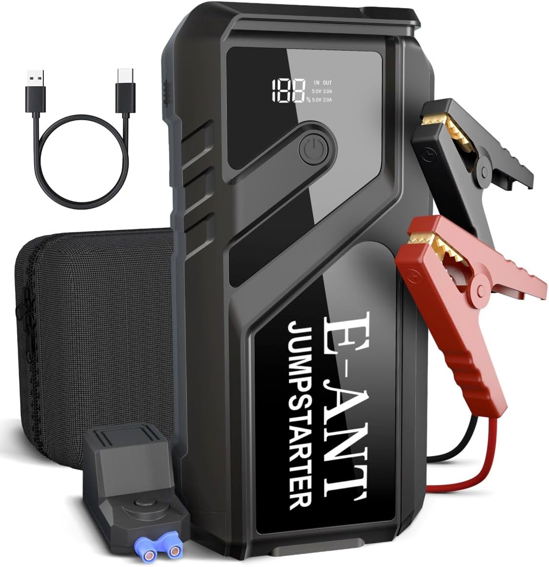 Car Battery Jump Starter, 4000A Car Jump Starter for 8.0L Gas or 5.0L Diesel Engine,12V Lithium Jump Box,LED Lights,Portable Power Bank USB QC3.0 Outputs Charger