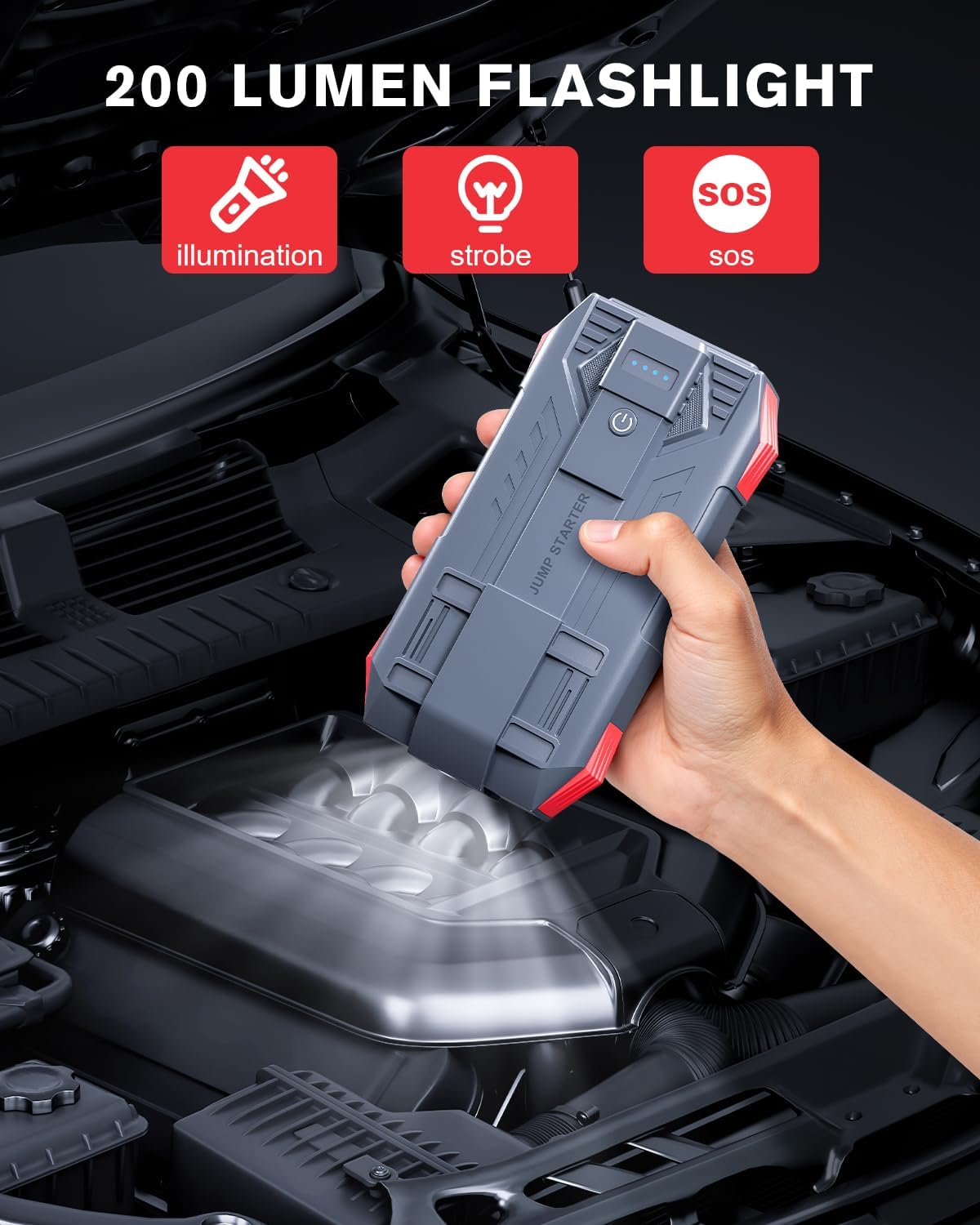 Car Battery Jump Starter, 4000A Portable Jump Starter Battery Pack for Up to 10L Gas and 8L Diesel Engines, 12V Jump Box with USB/Power Bank/Dual Output/LED Light