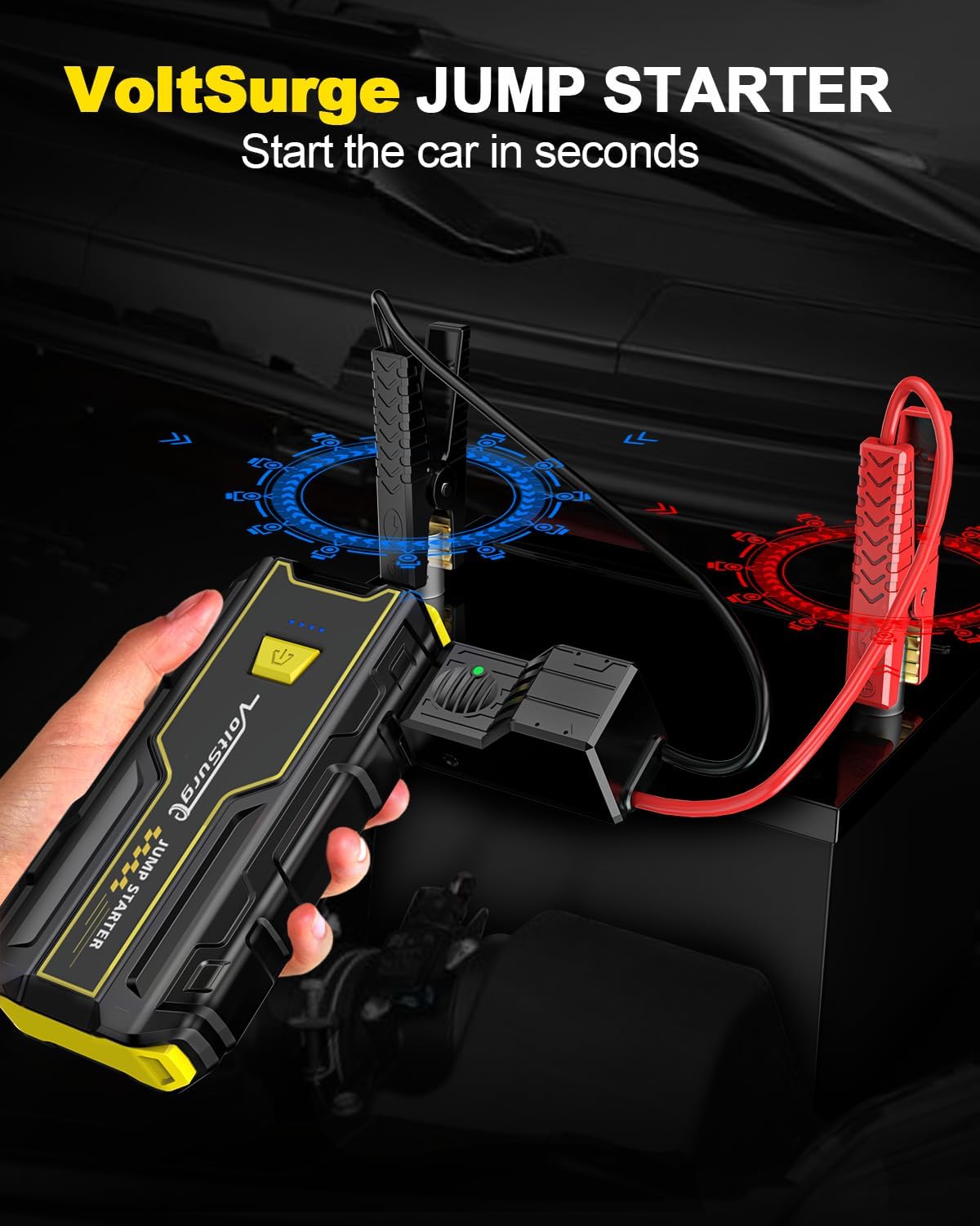 Car Jump Starter, 2000A Battery Jumper Starter Portable (Engines up to 7.0L Gas / 5.5L Diesel) 12V, Car Battery Charger, LED Flashlight with USB Ports