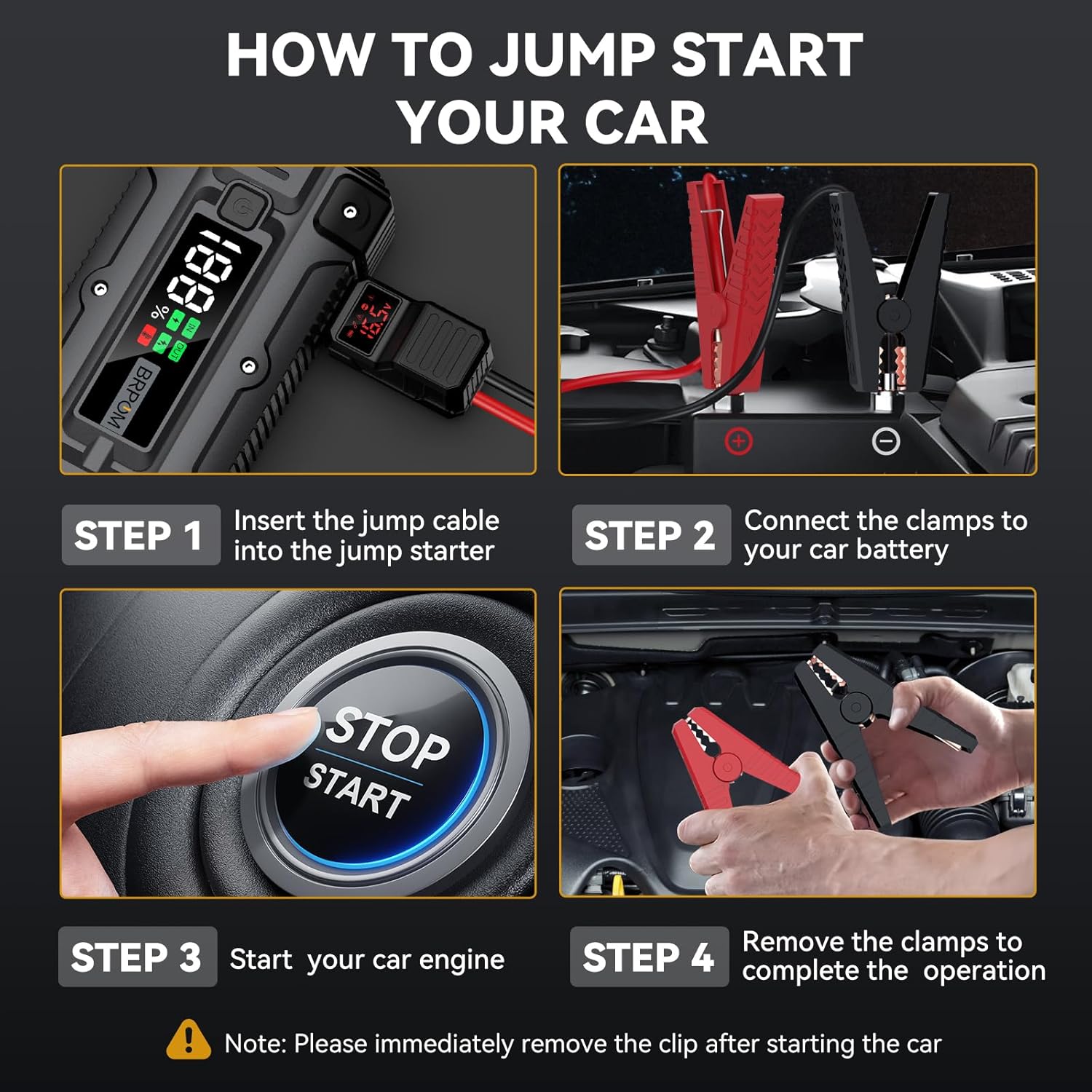 Car Jump Starter, 7000A Peak 26800mAh (Up to All Gas or 10.0L Diesel Engine, 50 Times) 12V Auto Booster Battery Charger Jump Box with Quick Charger Smart Jump Cables with LED Screen