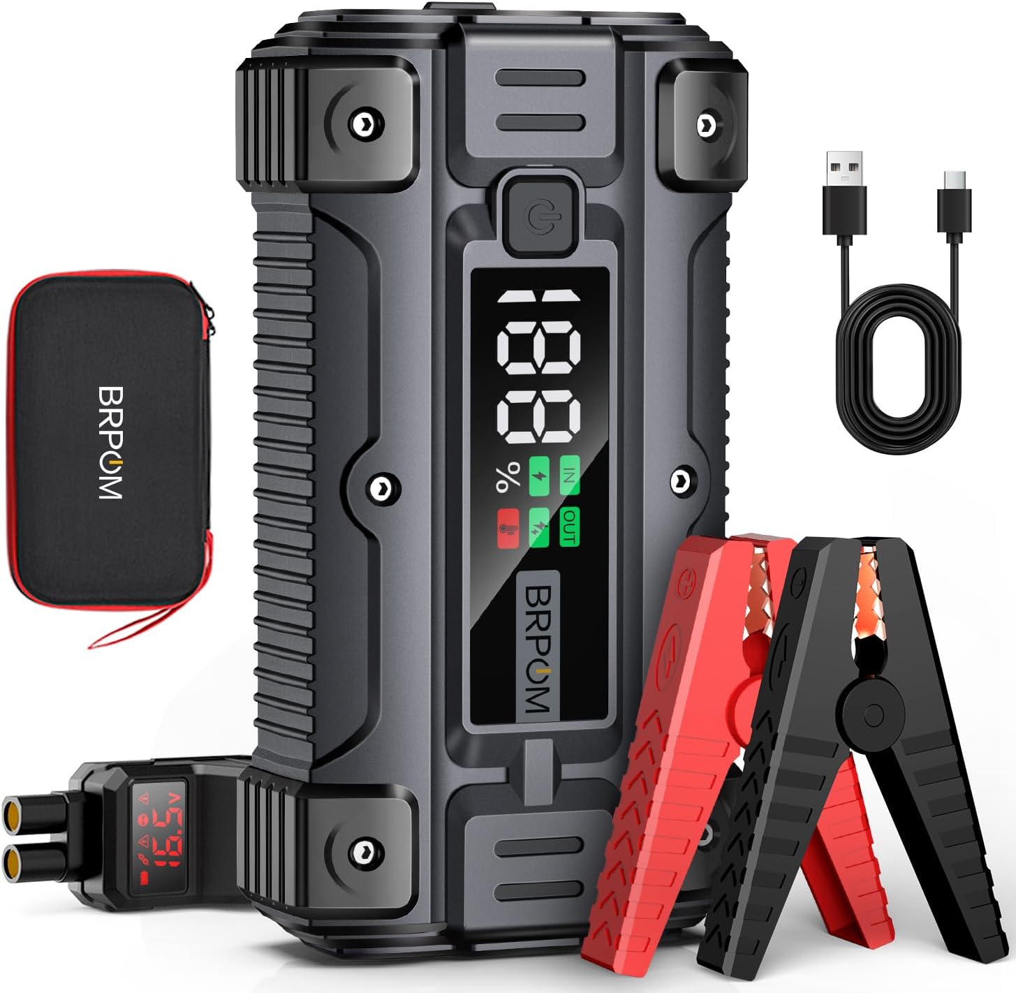 Car Jump Starter, 7000A Peak 26800mAh (Up to All Gas or 10.0L Diesel Engine, 50 Times) 12V Auto Booster Battery Charger Jump Box with Quick Charger Smart Jump Cables with LED Screen Car Jump Starter, 7000A Peak 26800mAh (Up to All Gas or 10.0L Diesel Engine, 50 Times) 12V Auto Booster Battery Charger Jump Box with Quick Charger Smart Jump Cables with LED Screen