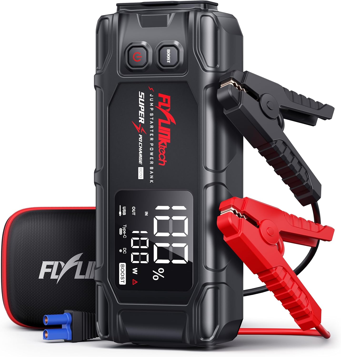 FLYLINKTECH Car Battery Jump Starter, 8000A Peak 26800mAh Jump Start Battery Pack(for All Gas or up to 12L Diesel),12V Jump Box with PD65W Fast Charging and 600 Lumen LED Light FLYLINKTECH Car Battery Jump Starter, 8000A Peak 26800mAh Jump Start Battery Pack(for All Gas or up to 12L Diesel),12V Jump Box with PD65W Fast Charging and 600 Lumen LED Light