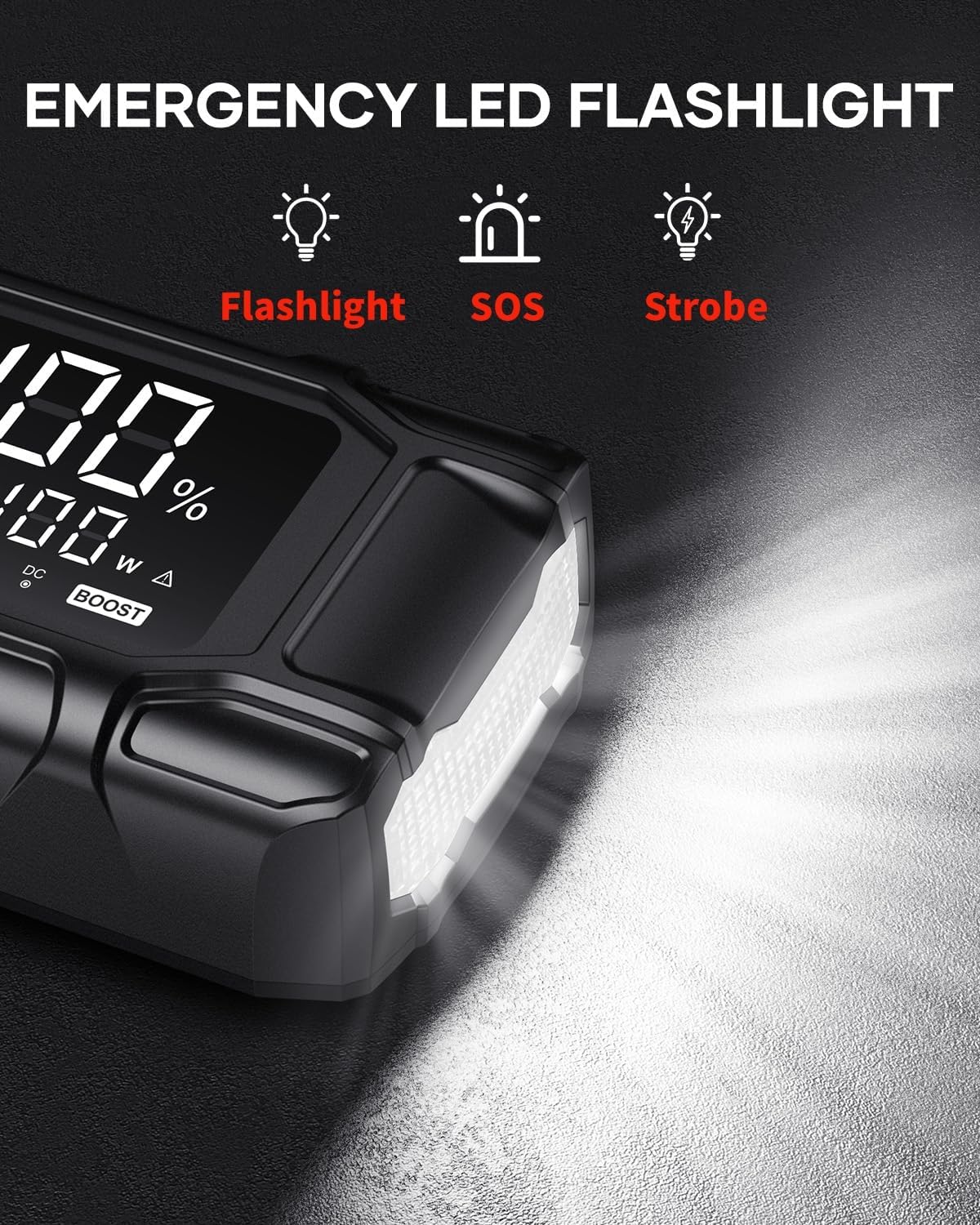 FLYLINKTECH Car Battery Jump Starter, 8000A Peak 26800mAh Jump Start Battery Pack(for All Gas or up to 12L Diesel),12V Jump Box with PD65W Fast Charging and 600 Lumen LED Light FLYLINKTECH Car Battery Jump Starter, 8000A Peak 26800mAh Jump Start Battery Pack(for All Gas or up to 12L Diesel),12V Jump Box with PD65W Fast Charging and 600 Lumen LED Light