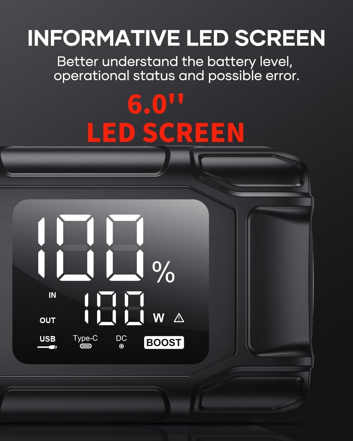 FLYLINKTECH Car Battery Jump Starter, 8000A Peak 26800mAh Jump Start Battery Pack(for All Gas or up to 12L Diesel),12V Jump Box with PD65W Fast Charging and 600 Lumen LED Light FLYLINKTECH Car Battery Jump Starter, 8000A Peak 26800mAh Jump Start Battery Pack(for All Gas or up to 12L Diesel),12V Jump Box with PD65W Fast Charging and 600 Lumen LED Light