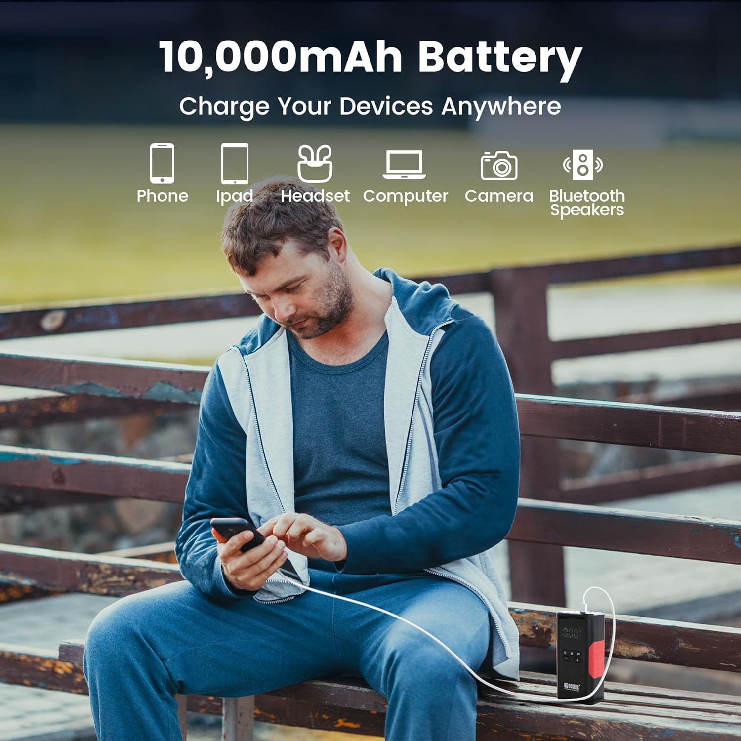 J26 Portable Car Jump Starter with Air Compressor, 3500A 12V Car Battery Booster (All Gas  up to 6.0L Diesel Engines), 150PSI Tire Inflator, Smart Jumper Cables, 3-Mode Emergency Flashlight