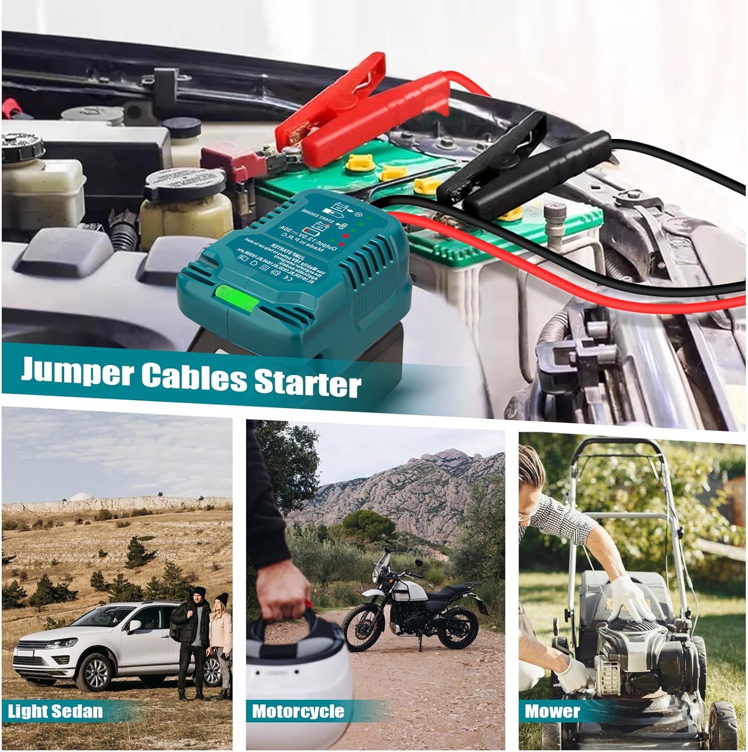 Jump Starter Adapter for DeWalt 20V MAX Battery, 12V Portable Car Jump Cables, Automotive Booster Cable Adapter, Jump Starting Dead or Weak Batteries, Engine up to 3.5 Liters (NO Battery)