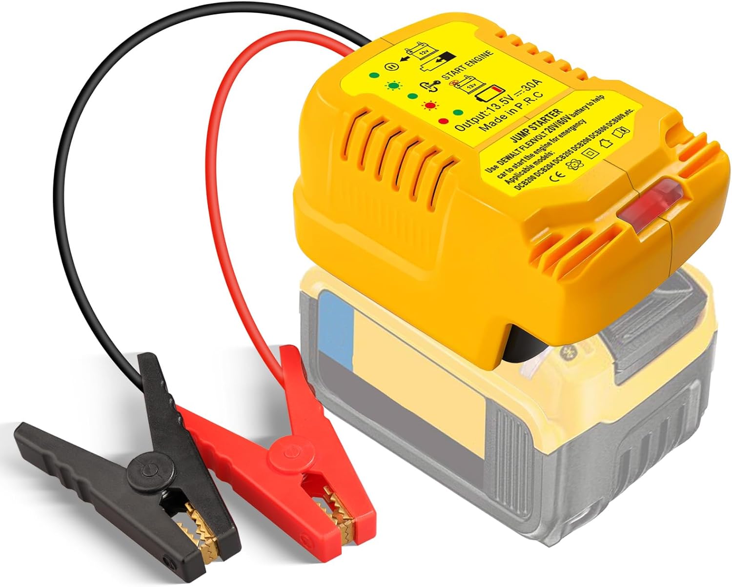 Jump Starter Adapter for DeWalt 20V MAX Battery, 12V Portable Car Jump Cables, Automotive Booster Cable Adapter, Jump Starting Dead or Weak Batteries, Engine up to 3.5 Liters (NO Battery)