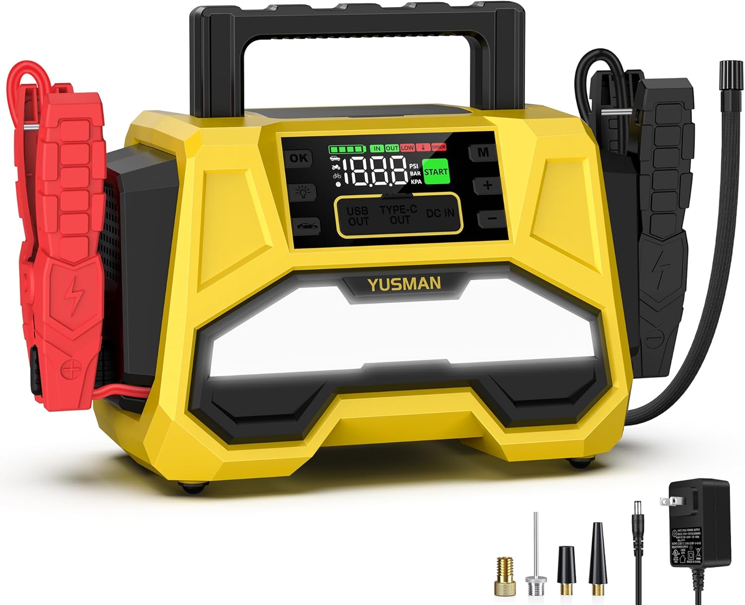 Jump Starter with Air Compressor, 8000A 150PSI Car Jump Starter, 24000mAh Portable Jump Starter Battery Pack(All Gas/12.0L Diesel), 12V Battery Jump Starter with Display, USB-C Port, 2 LED Light