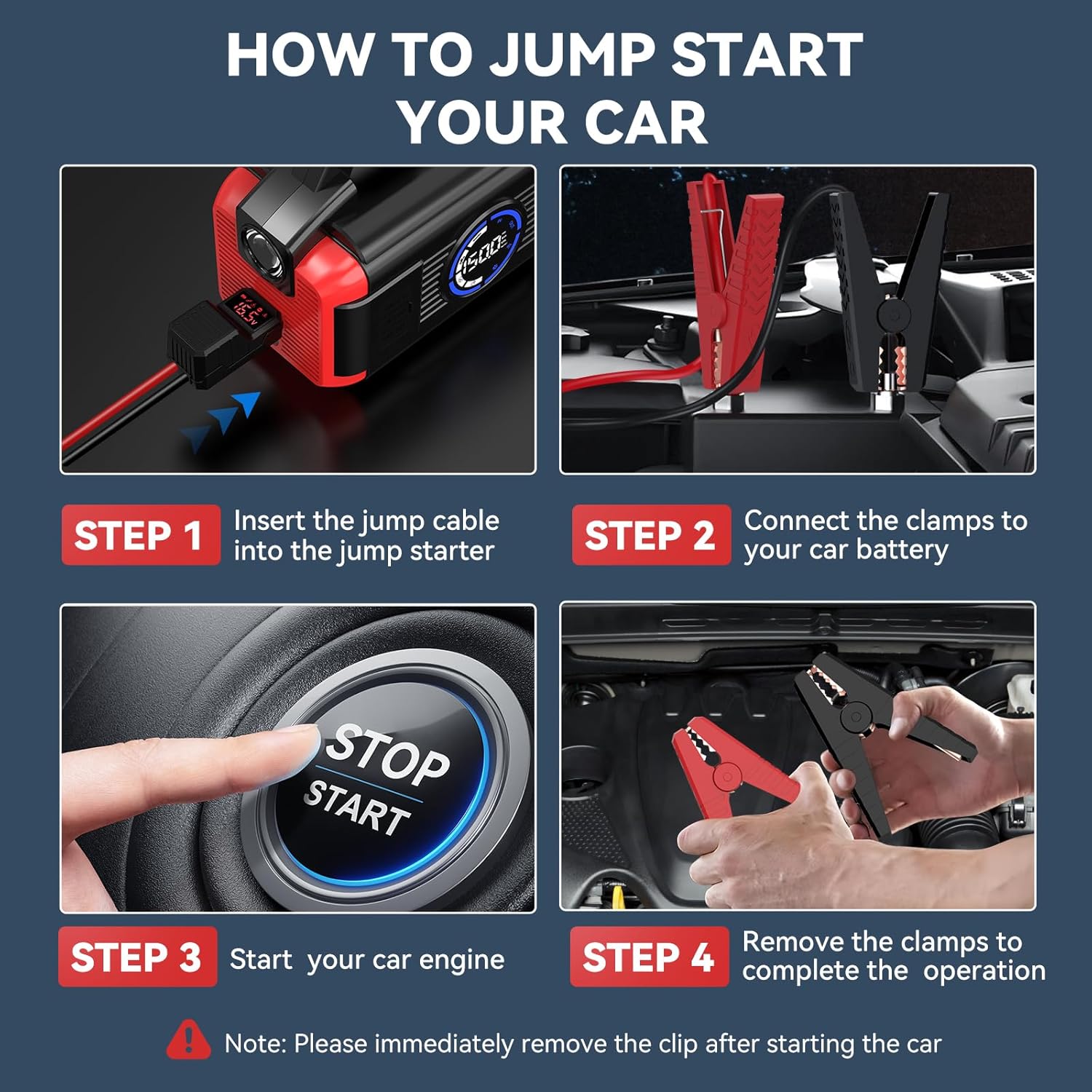 Jump Starter with Air Compressor, 8000A 150PSI Portable Battery Pack with Air Inflator  Deflator Pump, 11 in 1 Car Jump Start(All Gas/12.0L Diesel), 12V Jump Starter Pack, Flashlight