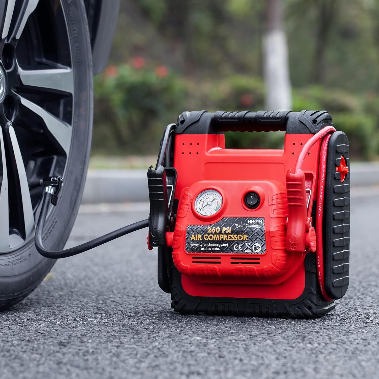 New Upgrade 1800A Car Battery Jump Starter with Air Compressor, 20000mAh 12V Auto Lead-Acid Battery Booste, 260PSI Tire Inflator (Up to 8.0L Gas/Diesel) with LED Light  USB