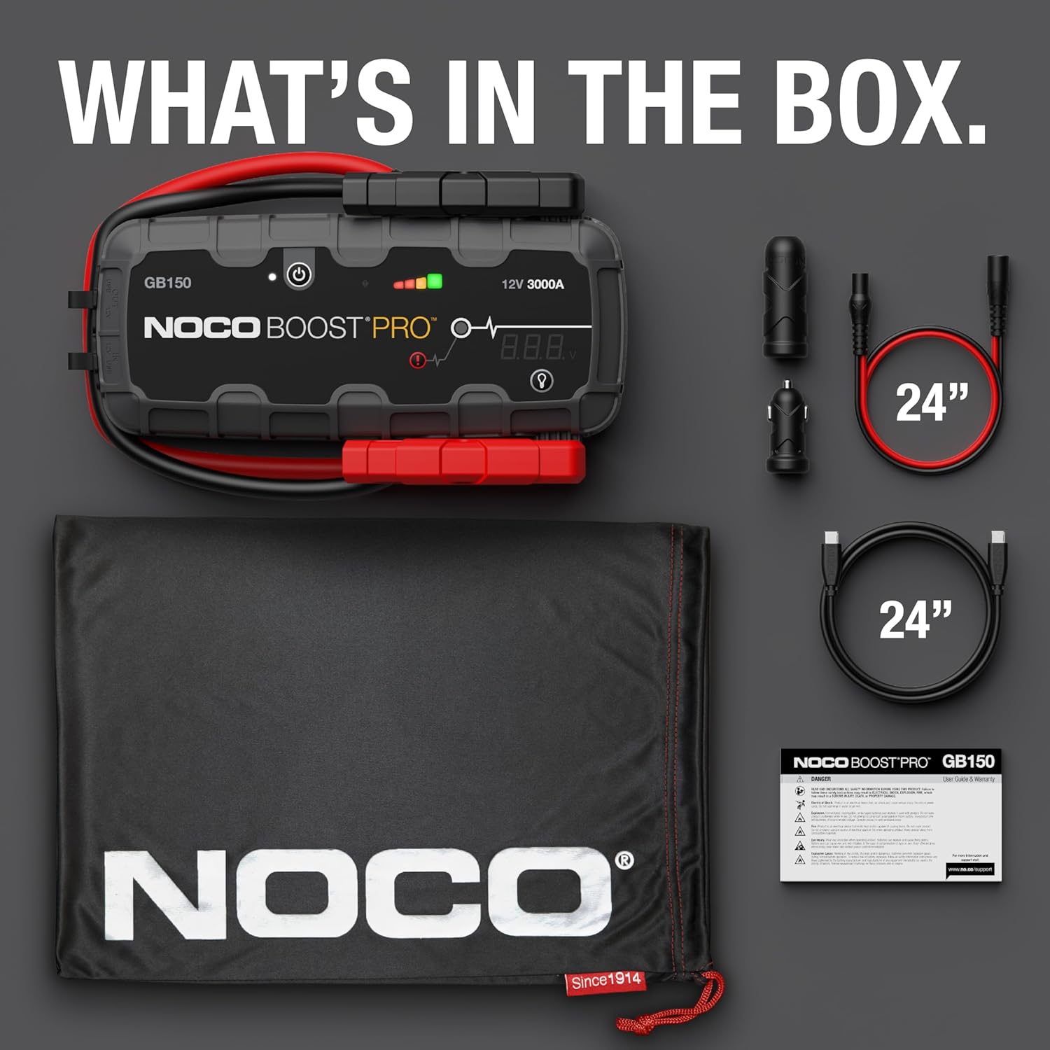 NOCO Boost GB150: 3000A UltraSafe Jump Starter – 12V Lithium Battery Booster Pack, Portable Jump Box, Power Bank  Jumper Cables - for 6.0L Gas and 3.0L Diesel Engines