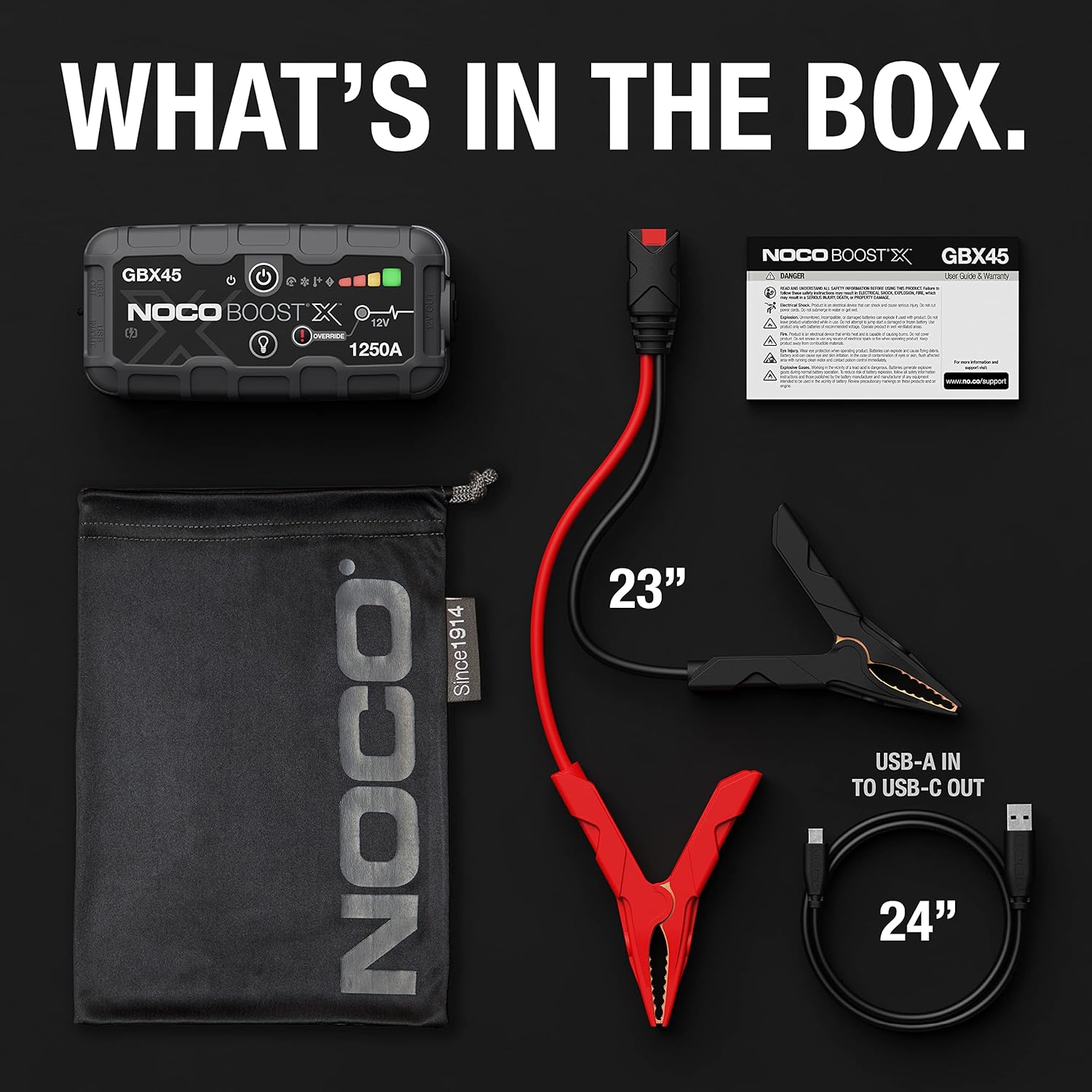 NOCO Boost X GBX45: 1250A UltraSafe Jump Starter – 12V Lithium Battery Booster Pack, Portable Jump Box, Power Bank  Jumper Cables - for 6.5L Gas and 4.0L Diesel Engines