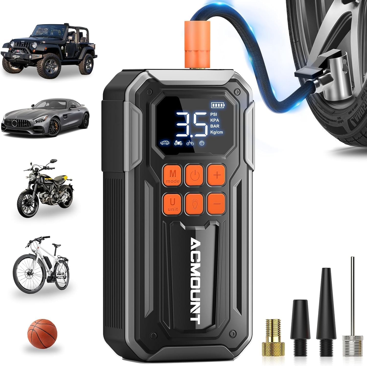 P100 Car Jump Starter, 3000A Peak Lithium Jump Starter Battery Pack for Up to 10.0L Gas or 8.0L Diesel Engine and Acmount C30 Tire Inflator Portable Air Compressor, 160PSI 3X Faster Inflator