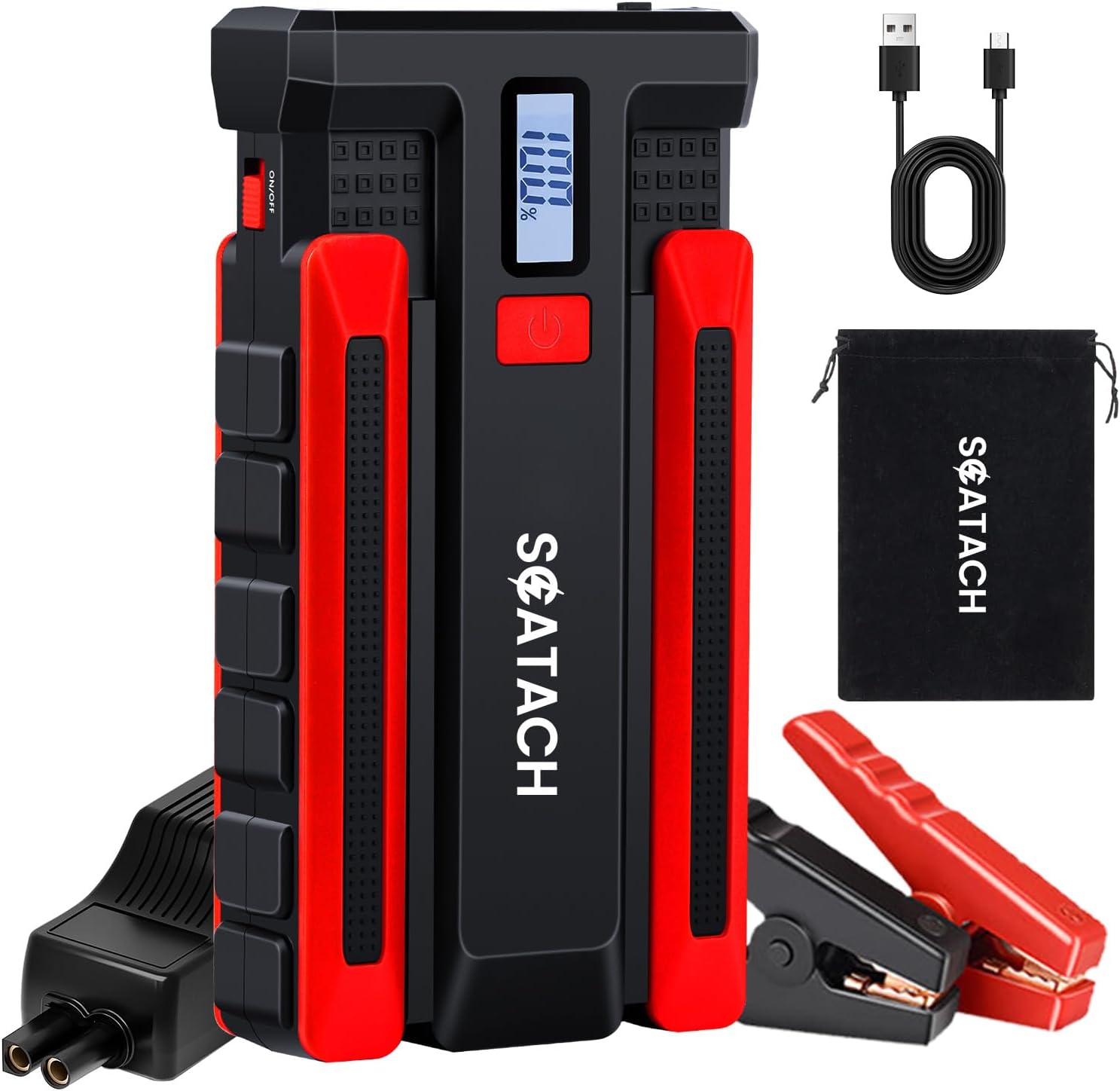 Scatach 002 4000A Car Battery Jump Starter,12V Jump Starter Battery Pack (up to 10.0L Gasoline and 8.0L Diesel Engine), Portable Jump Box with LED Display, 3 Modes Flashlight and Jumper Cable