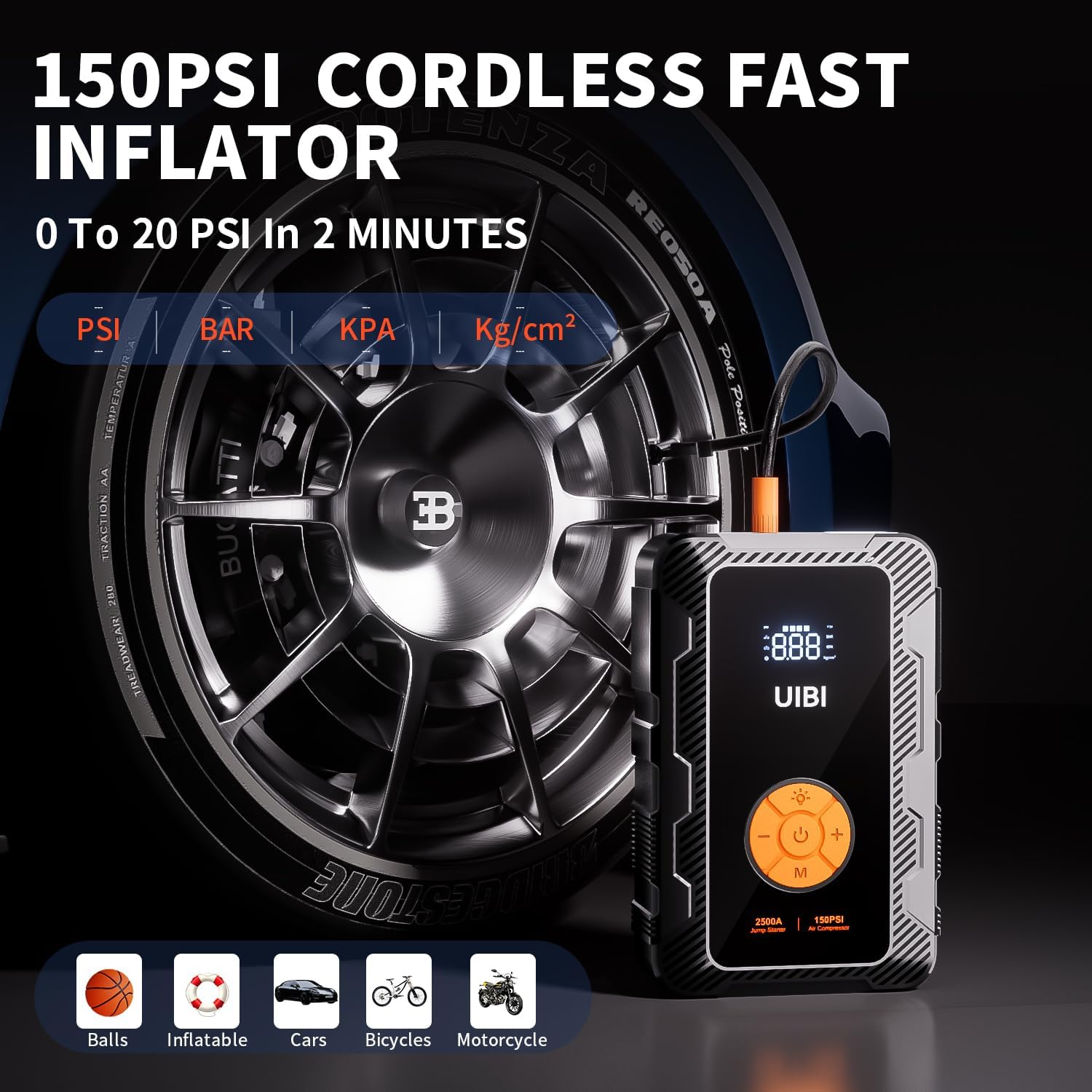 X7 Jump Starter with Air Compressor 160PSI, 3500A Car Battery Jumper Starter PD45W Fast Charge, 24000mAh Portable Tire Inflator 12V Jump Box Booster Charger for 10L Gas or 8.5L Diesel Engine