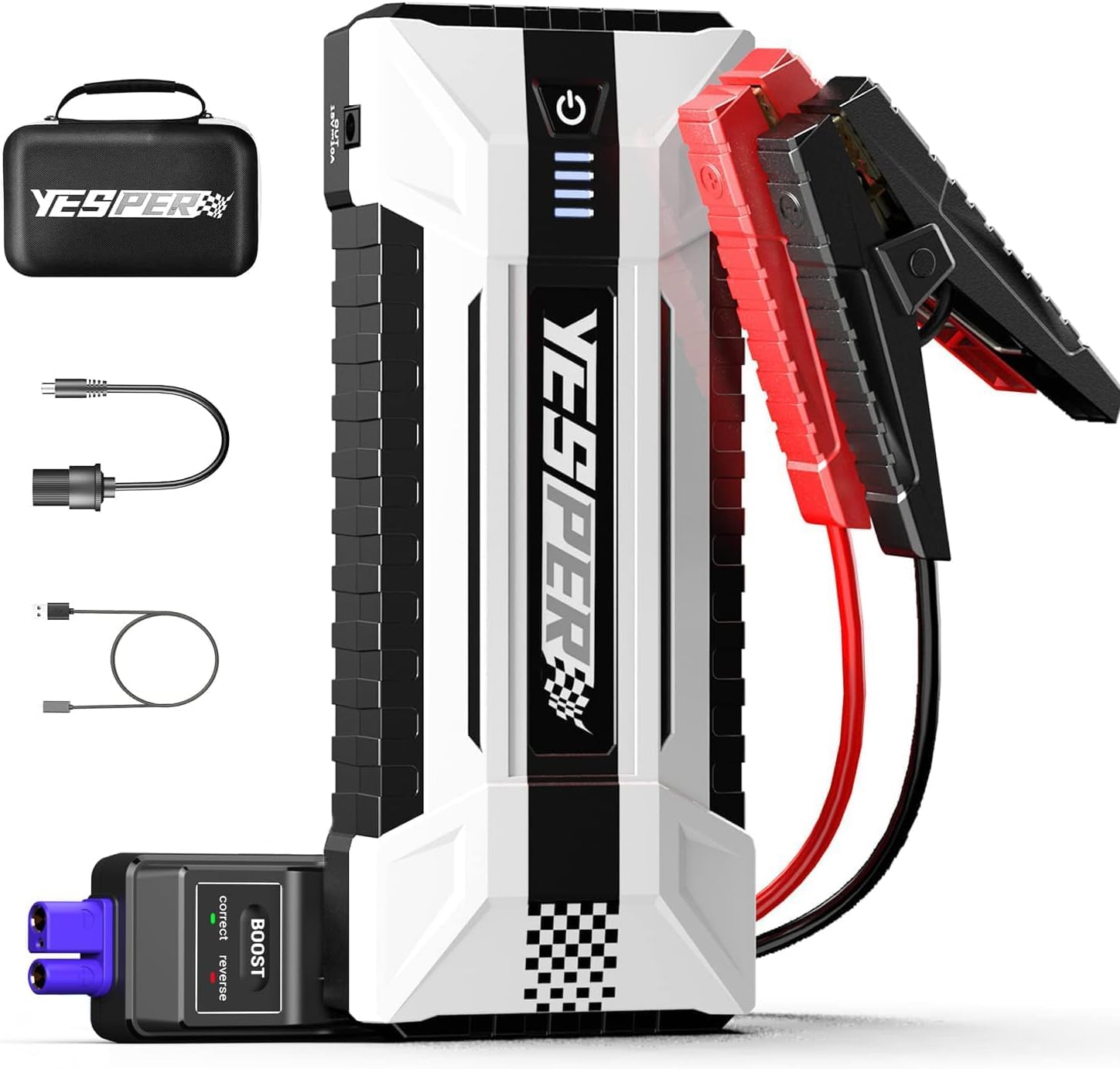 YESPER Car Jump Starter- 4120A Peak Portable Car Starter (All Gas, up to 10.0L Diesel Engine) with Booster, 12V Jump Box Jump Pack with Carry Case DSLI Safe Tech