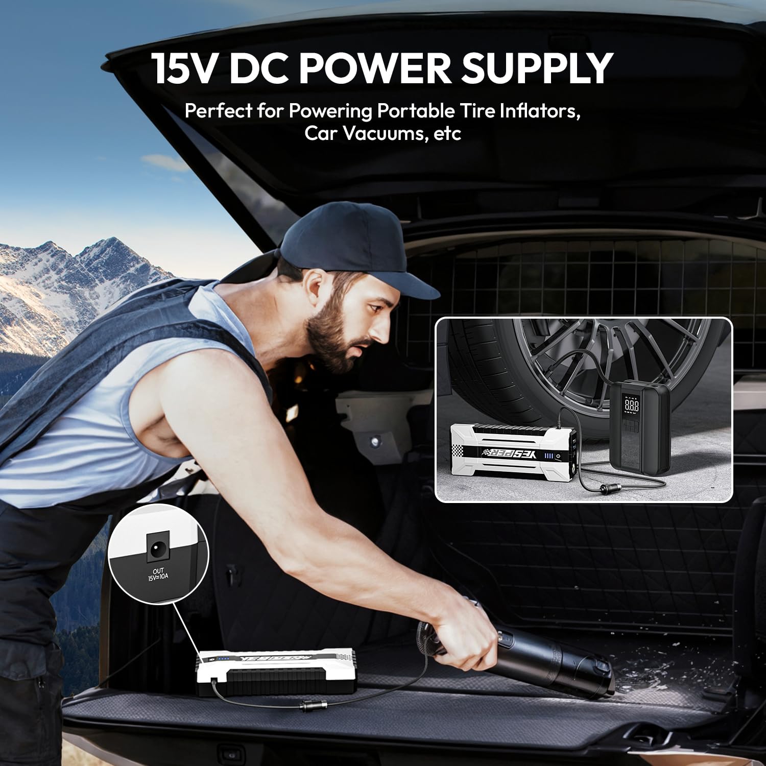 YESPER Car Jump Starter- 4120A Peak Portable Car Starter (All Gas, up to 10.0L Diesel Engine) with Booster, 12V Jump Box Jump Pack with Carry Case DSLI Safe Tech