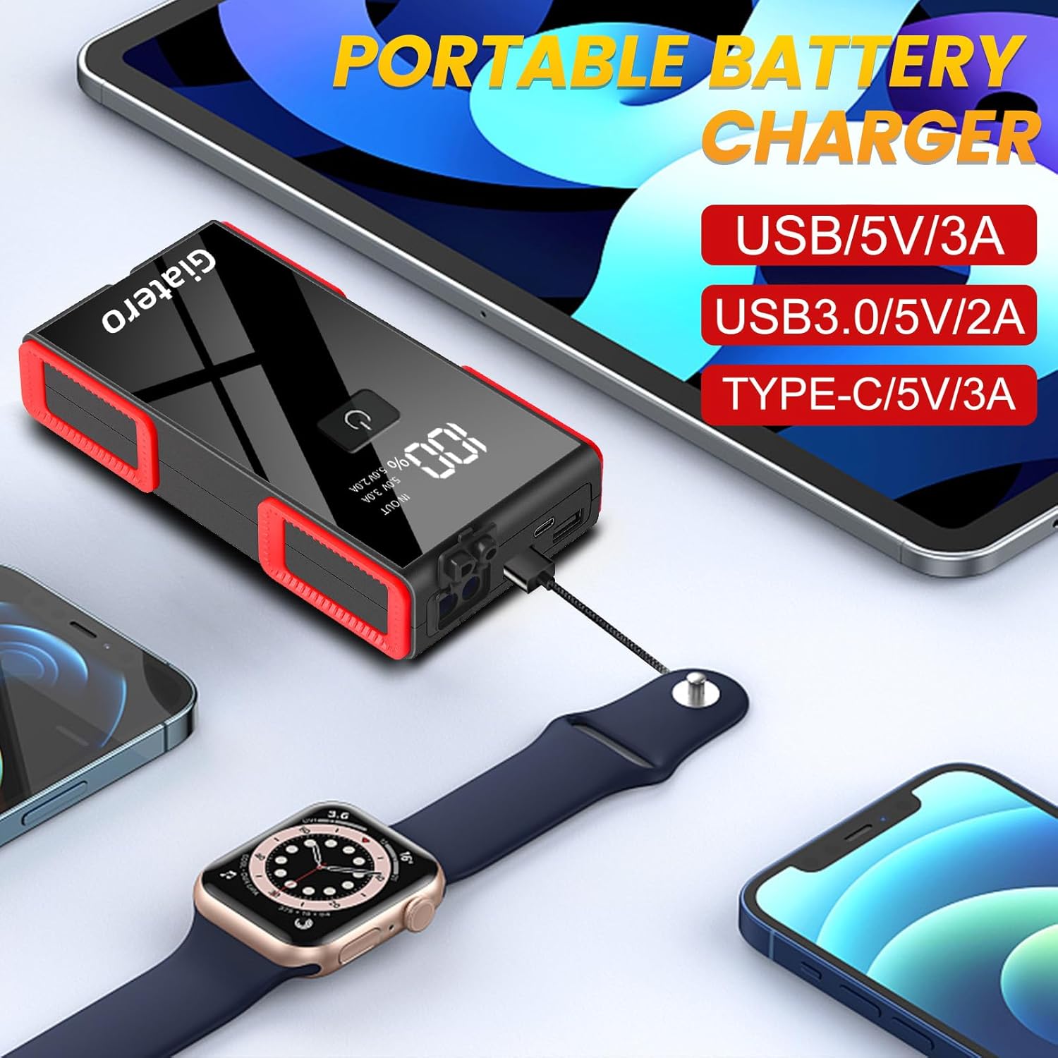 006B 4000A Car Jump Starter, Portable Jump Start Battery Pack(10.0L Gas/8.0L Diesel), 12V Battery booster Jump Box with 3 Modes Flashlight, Jumper Ca