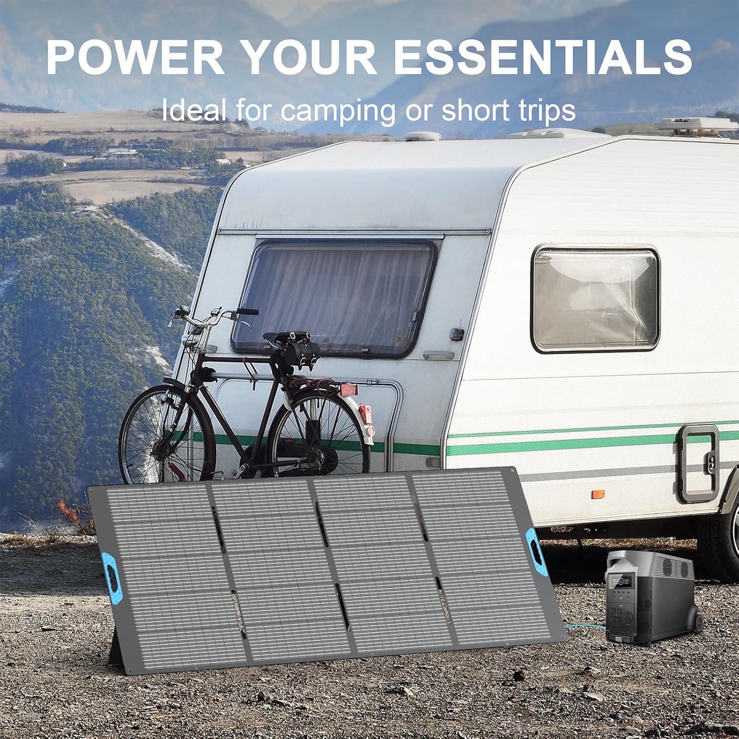 110W 20V Portable Solar Panel with 2 USB Outputs, IP67 Waterproof Foldable 110 Watt Solar Panel, for Outdoor Camping, RV, Salor Power Station, Marine, Blackout