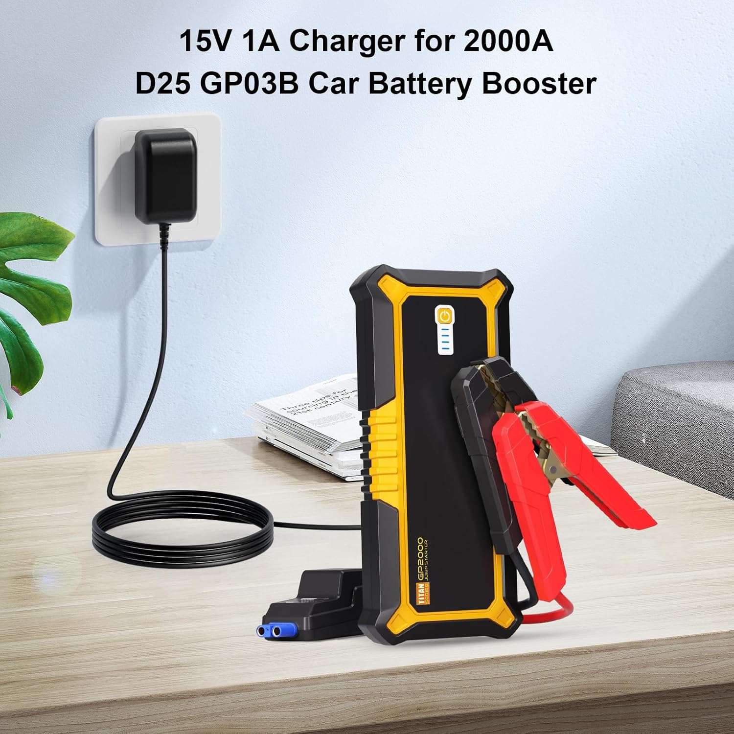 15V 1A Adapter Charger for Peak 800A 600A 1000A 400A 500A Car Jump Starter Charger Power Supply for 2000A D25 GP03B Peak Portable Battery Booster Jump Starter Power Cord with UL Listed