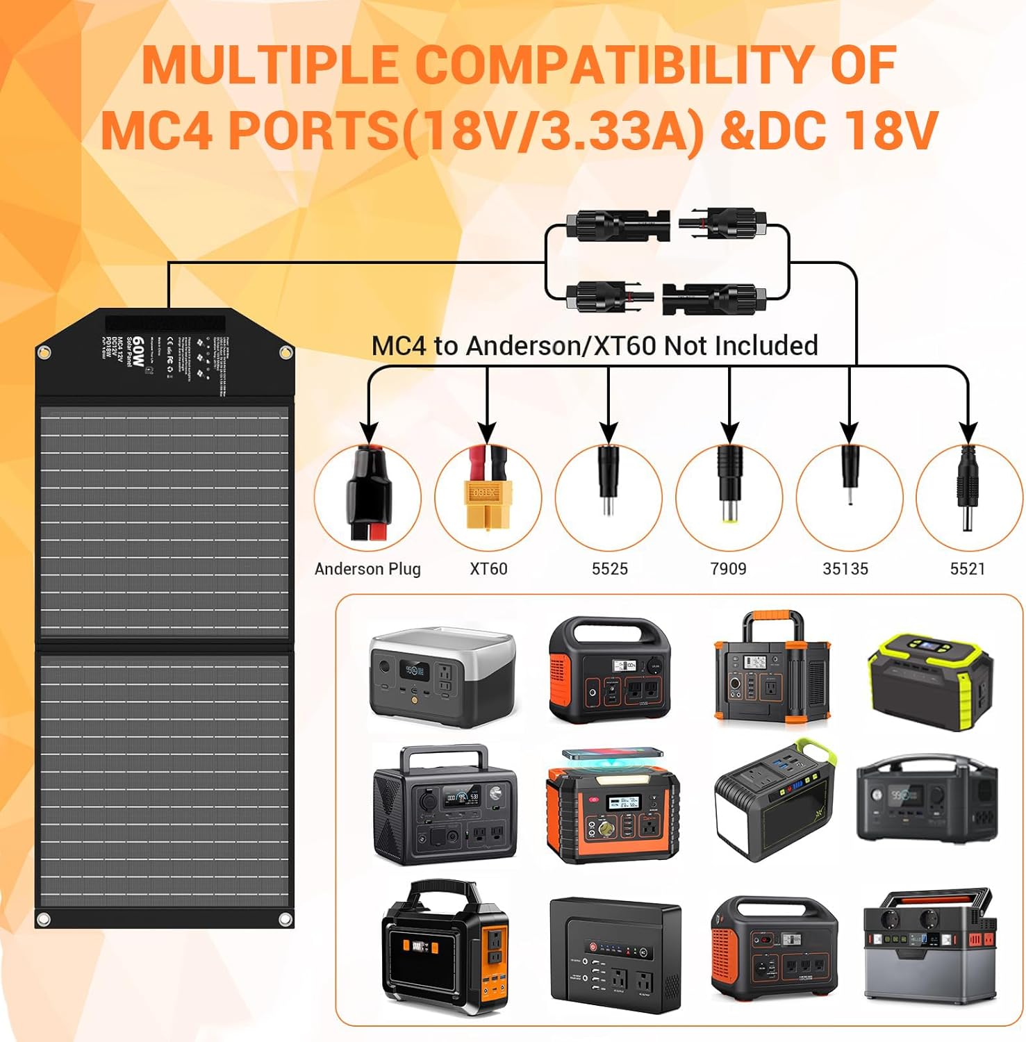 30W Portable Solar Charger Foldable Solar Panel with USB C and USB A 18V MC4 12V DC for Camping Backpacking Travel Fast Charging for iPhone LG Google Cell Phone Power Bank Generator Power Station