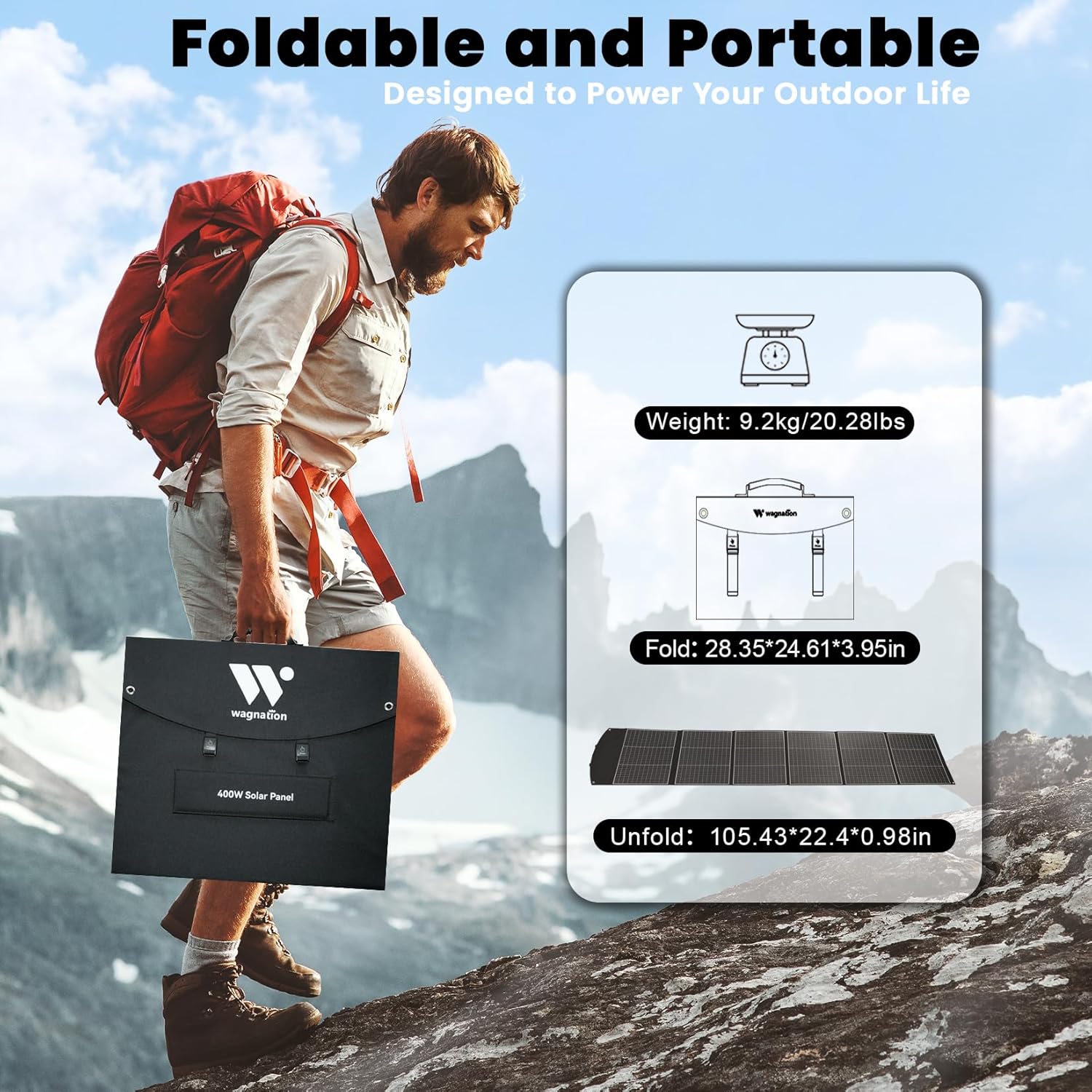 400 Watt Portable Solar Panel, 40V Foldable Solar Panel Charger with Kickstands, MC4 Output for Power Station/Solar Generator, High Efficiency IP65 Waterproof for Camping Hiking RV Blackout 400 Watt Portable Solar Panel, 40V Foldable Solar Panel Charger with Kickstands, MC4 Output for Power Station/Solar Generator, High Efficiency IP65 Waterproof for Camping Hiking RV Blackout