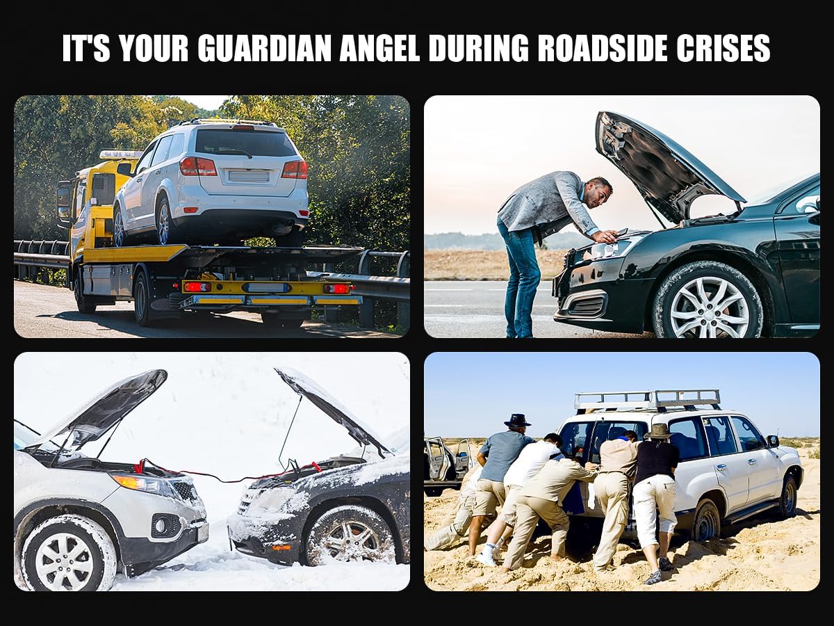 5000A Jump Starter Povasee Car Battery Jump Starter, 12V Jump Box for car up to All Gas or 10L Diesel Engine Battery Jumper Starter Portable with 3 LCD Display Power Bank/Dual Output/LED Light