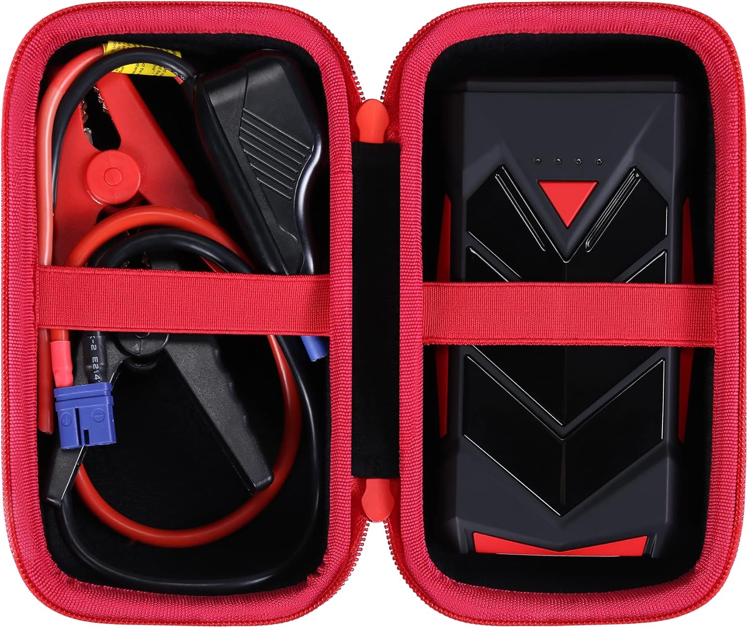Aenllosi Hard Carrying Case Compatible with NEXPOW T11F 12V Car Jump Battery Starter Power Pack with USB,1000A Quick Charge Battery Booster Holder (Red Zipper,Case Only)