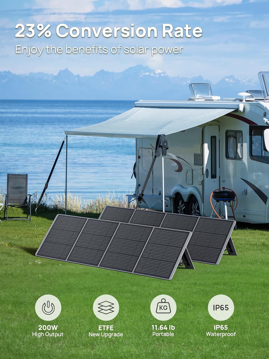 AFERIY P110 1200W Portable Power Station with 200W Solar Panel, 960Wh LiFePO4 Battery Backup with AC  Solar Charging, Quiet Generator for Home Use, Outdoor Camping, RV, Emergency Power Supply