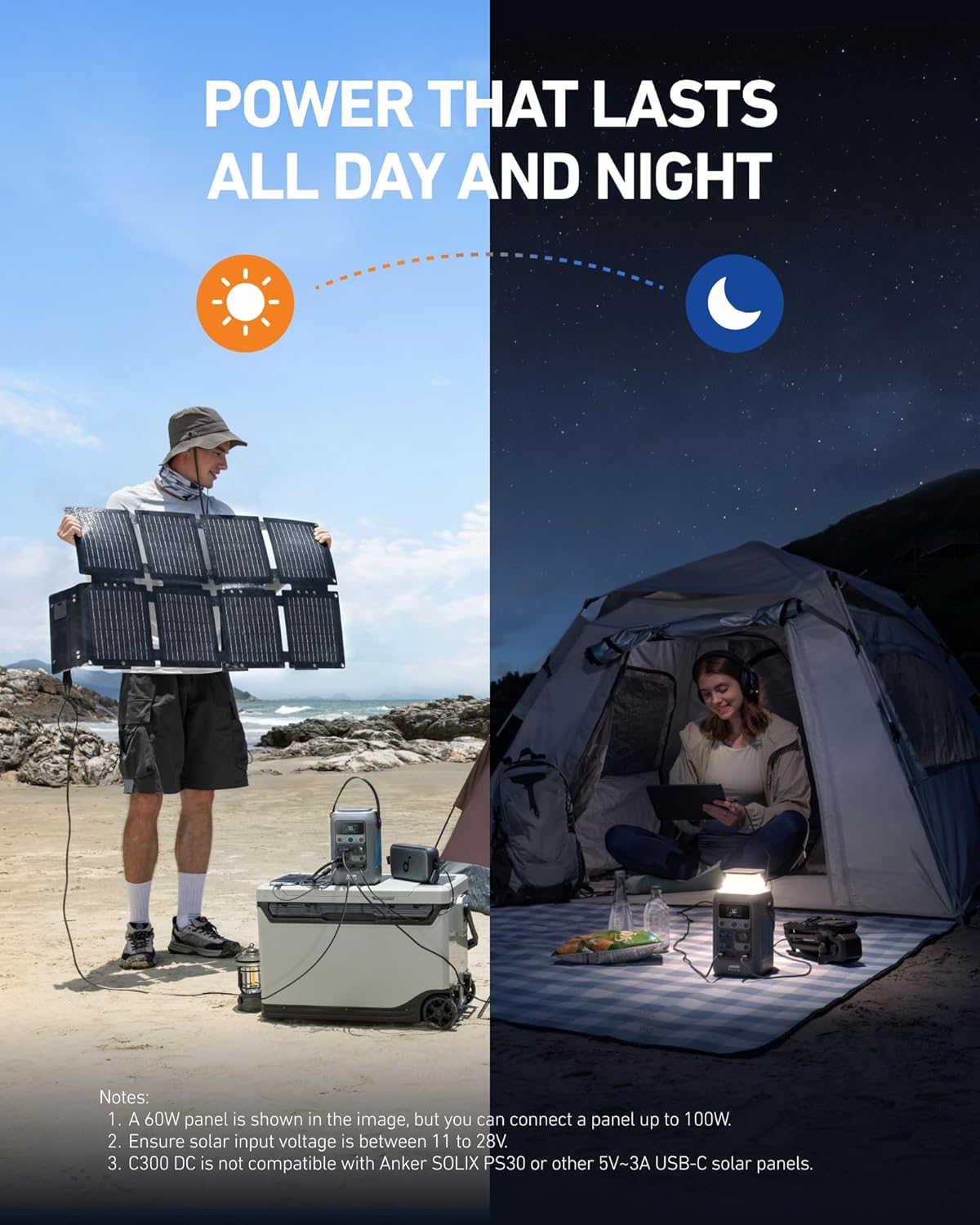 Anker SOLIX C300 DC Power Bank Station and 60W Solar Panel, 288Wh Portable Power Station, LiFePO4 Battery, 300W Solar Generator, for Outdoor, Camping, Traveling, and Emergencies Anker SOLIX C300 DC Power Bank Station and 60W Solar Panel, 288Wh Portable Power Station, LiFePO4 Battery, 300W Solar Generator, for Outdoor, Camping, Traveling, and Emergencies